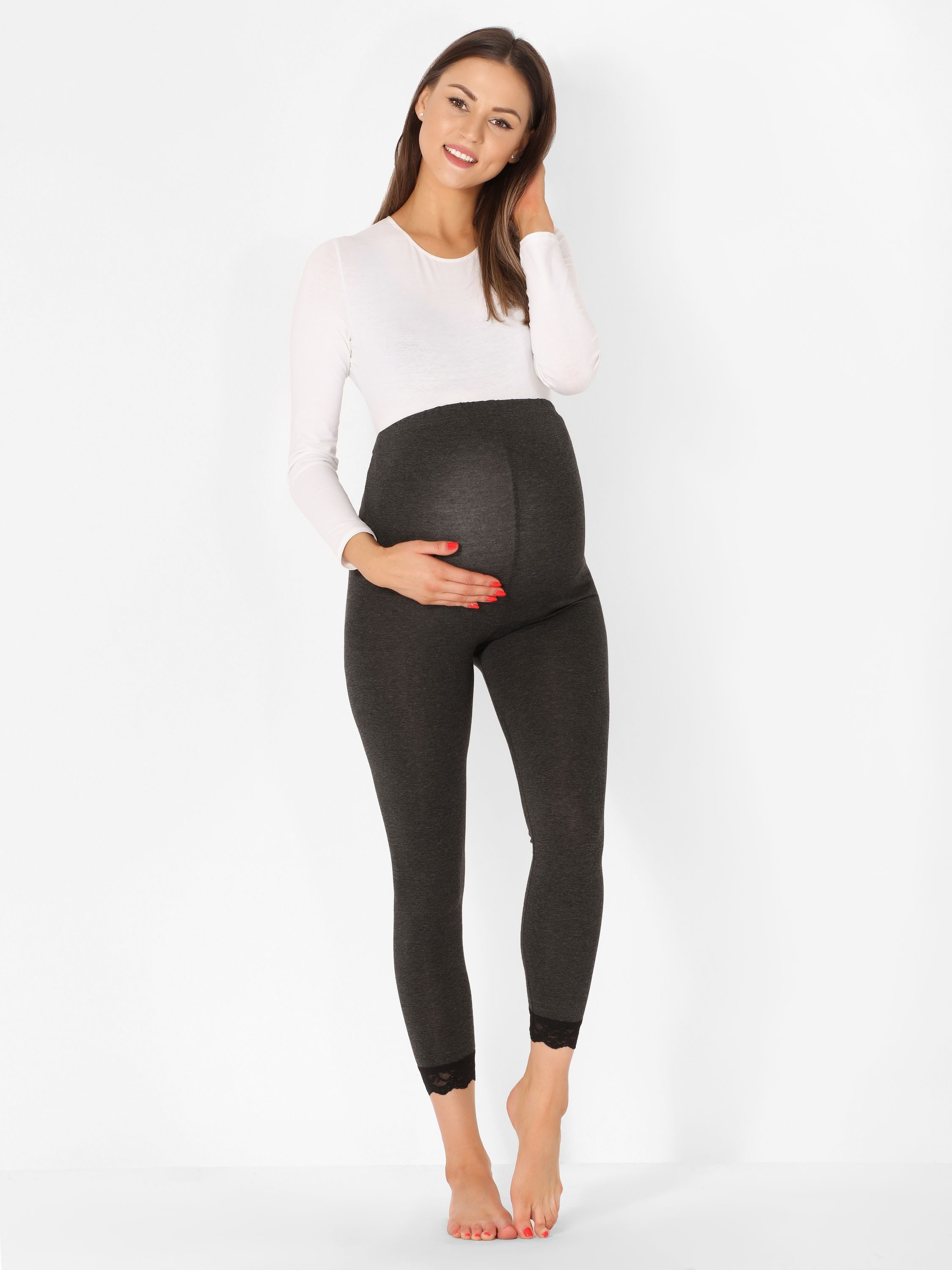 Be Mammy Umstandsleggings Damen 7/8 Umstandshosen BE20-262 (1-tlg) elastischer Bund