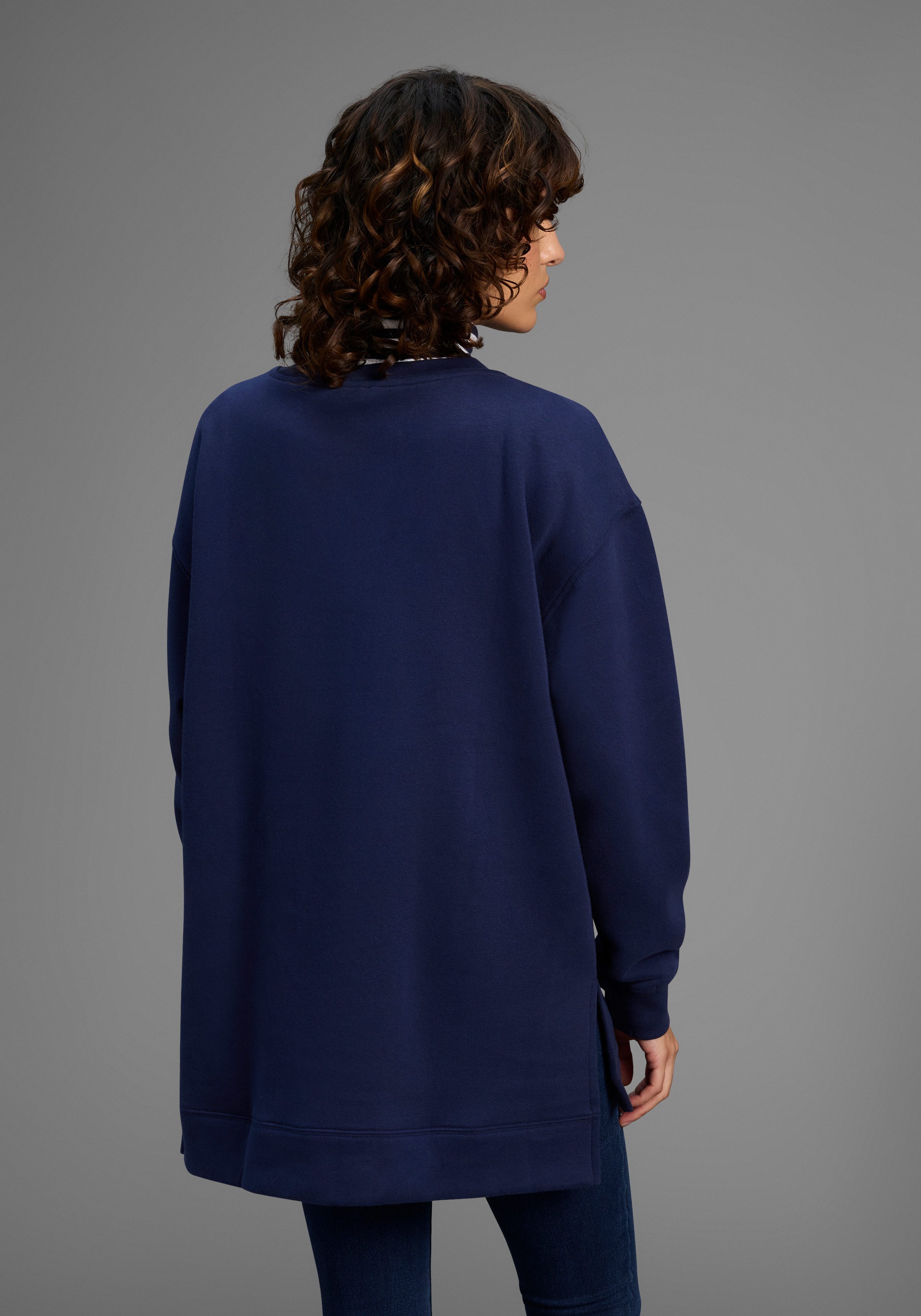 Laura Scott Longsweatshirt Weiche Baumwollmischung mit Seitenschlitzen und günstig online kaufen