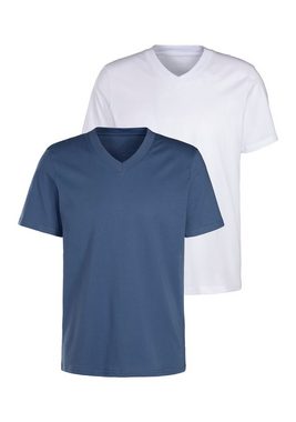 KangaROOS V-Shirt Regular Fit, (2er-Pack) Freizeitshirt mit Kurzarm, V-Ausschnitt aus reine Baumwolle