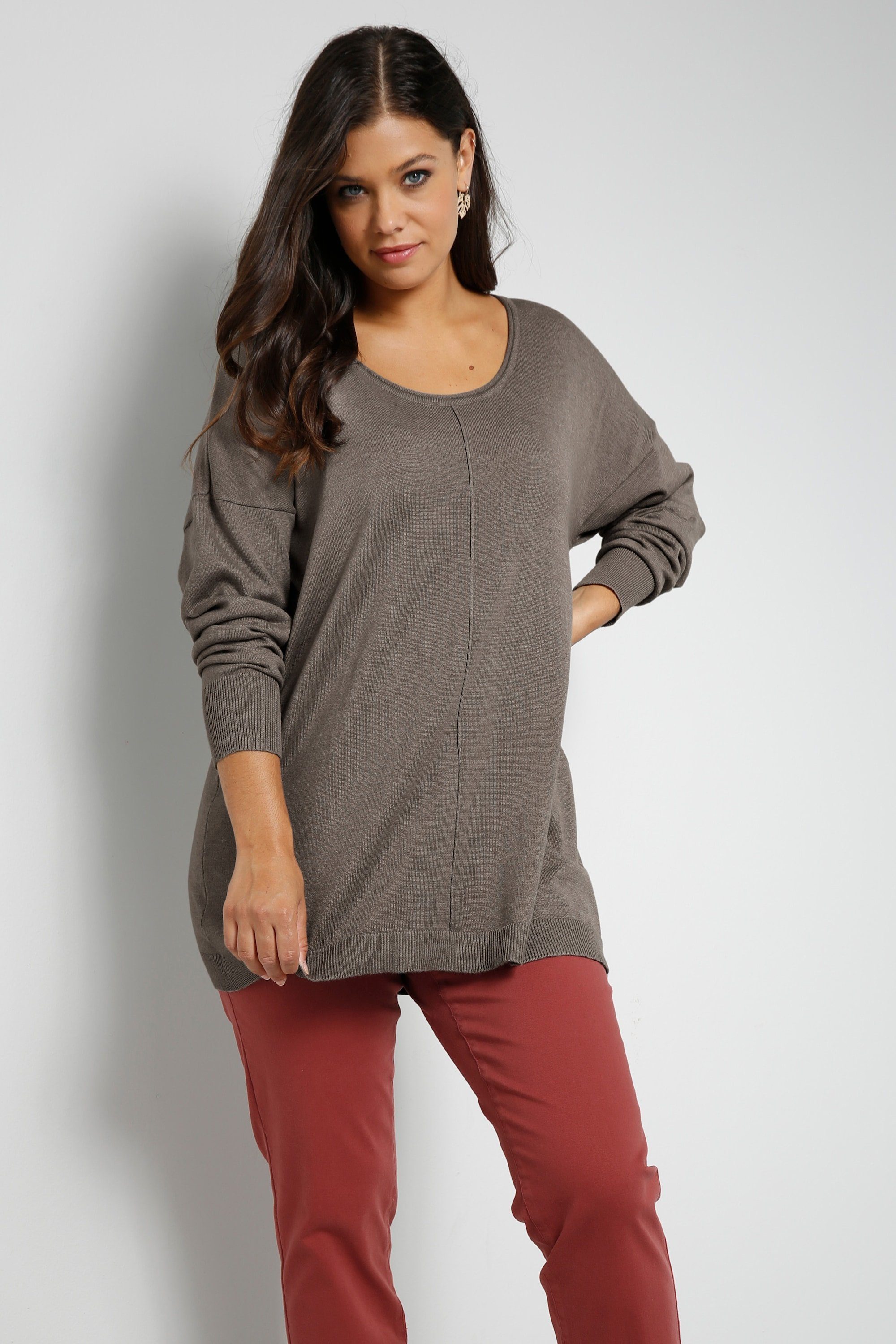 Janet & Joyce Strickpullover Pullover oversized Rundhals Langarm