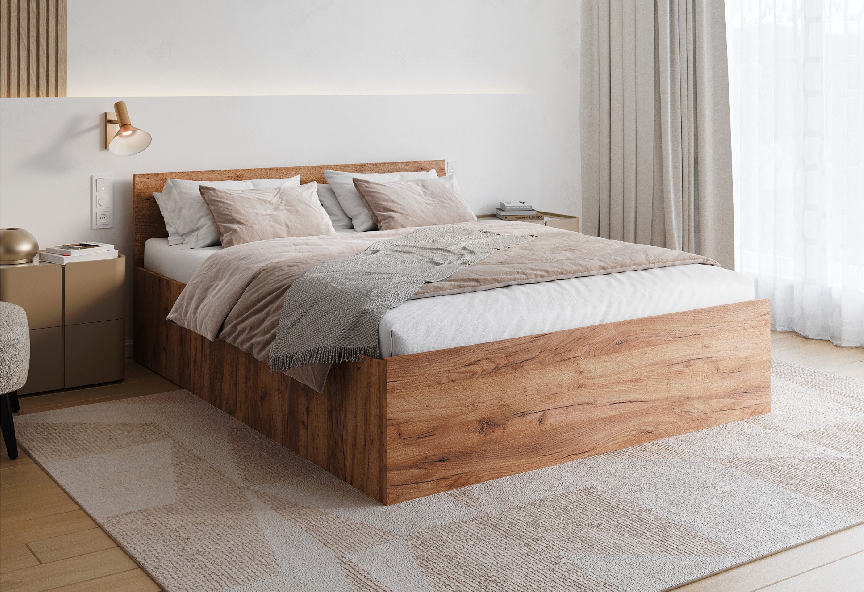 FDM Stauraumbett PANAMA SP modernes Bett Lattenrost Bettkasten pflegeleicht MADE IN EU (verfügbar 90x200 120x200 140x200 160x200 180x200cm, Bettrahmen, Bett, mit großen Kopfteil, mit Bettkasten zum aufklappen), Hebbarer Metallrahmen, mit/ohne Matratze, Lieferung in die Wohnung