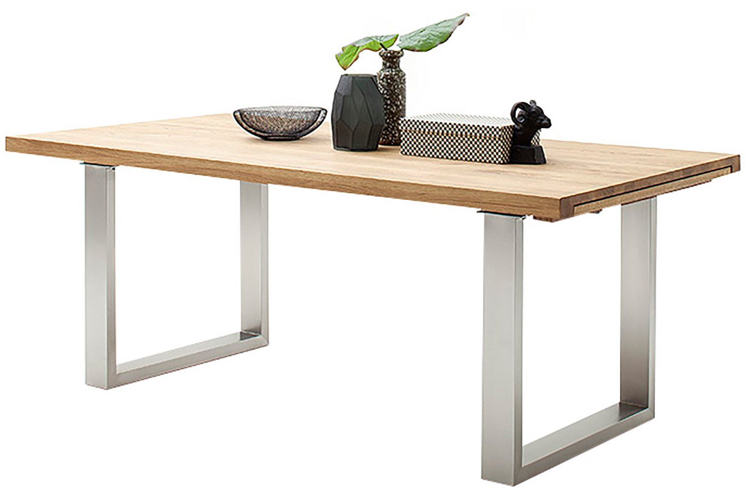 MCA furniture Kulissen-Esstisch Dayton Esstisch Kufentisch, Synchronauszug,ausziehbar,eiche,massiv,extra lang,XXL,belastbar 50 kg