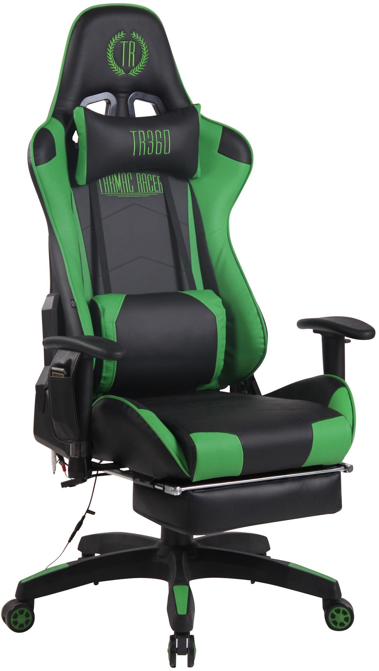 CLP Gaming Chair Turbo XFM Kunstleder, Massagefunktion, Fußablage schwarz/grün