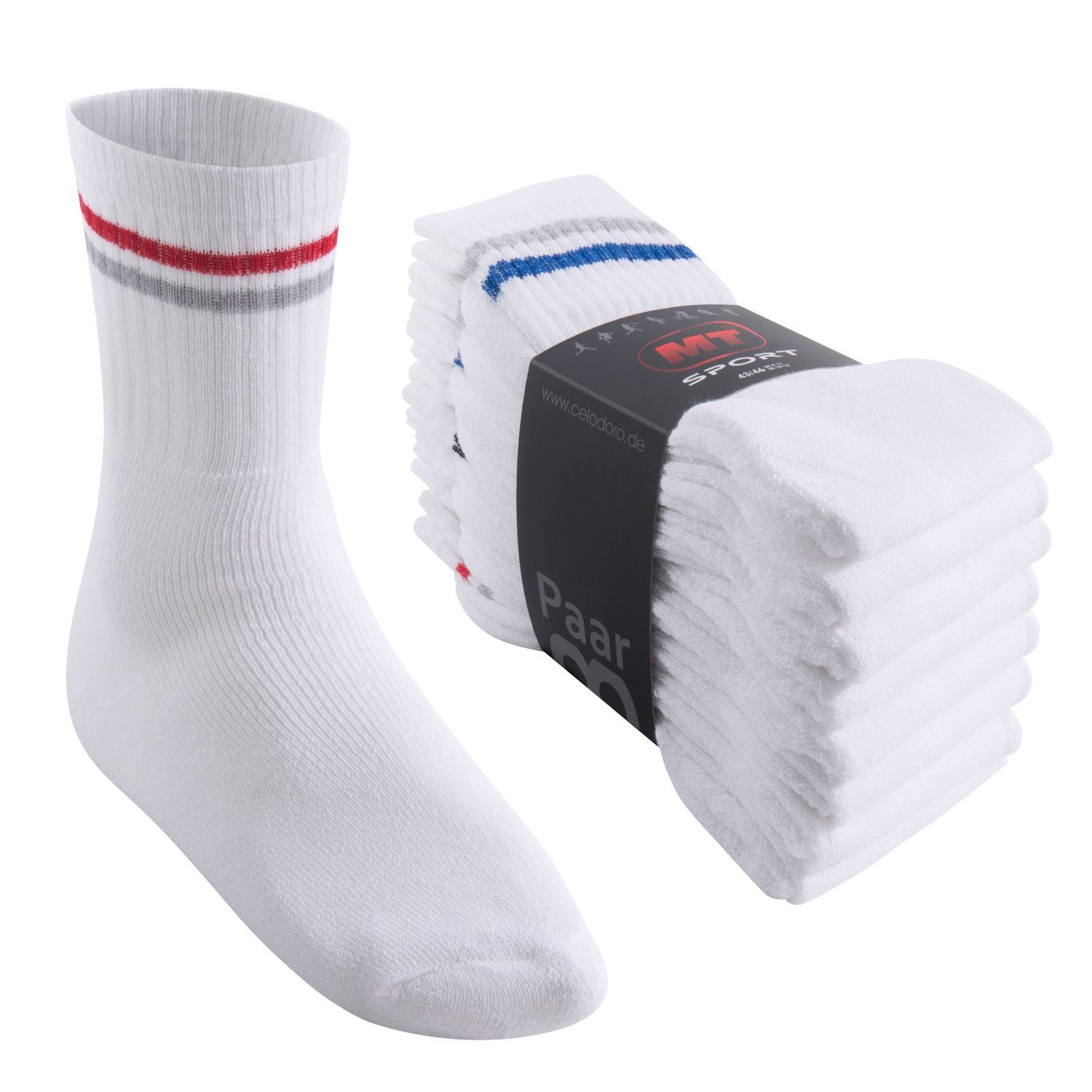 MT Tennissocken Sport- & Freizeitsocken Damen/Herren (8-32 Paar) Tennissocken (8-Paar) Weiss-Bunt / 8 Paar