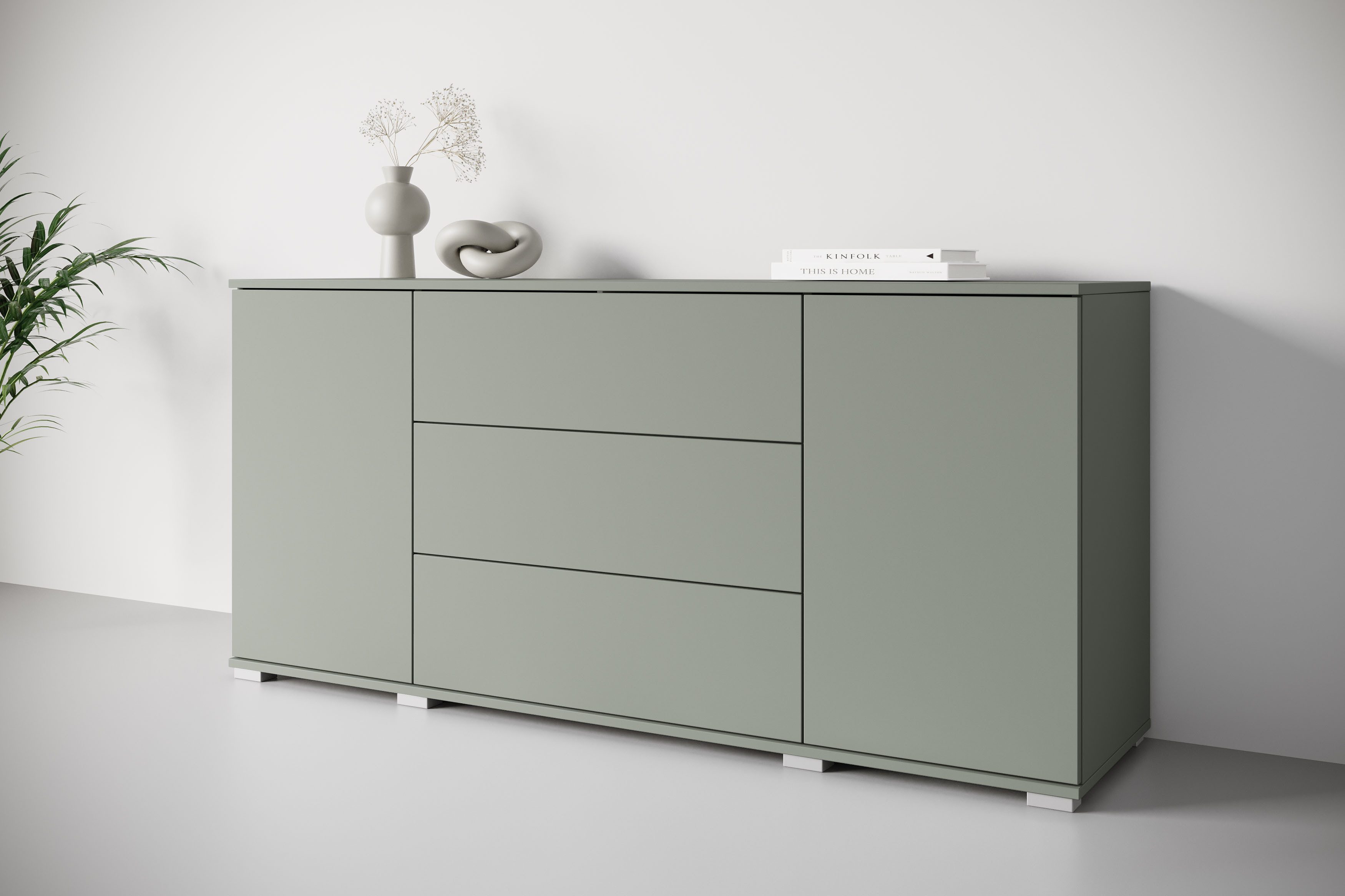 INOSIGN Sideboard Kenia (1 St), Modernes Sideboard mit 3 Schubladen und 4 Fächern, Breite 150 cm