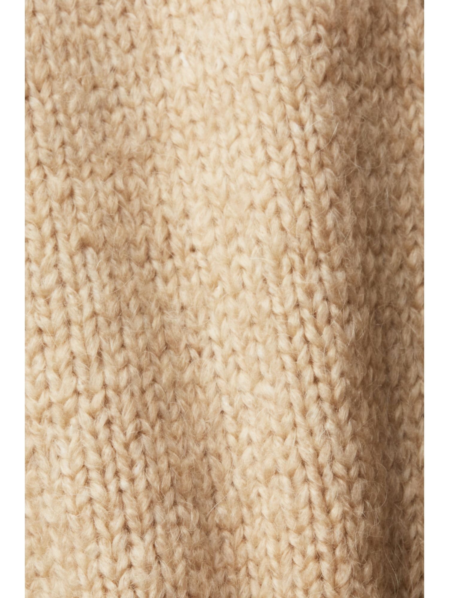 Esprit Strickpullover Pullover aus Wollgemisch SAND