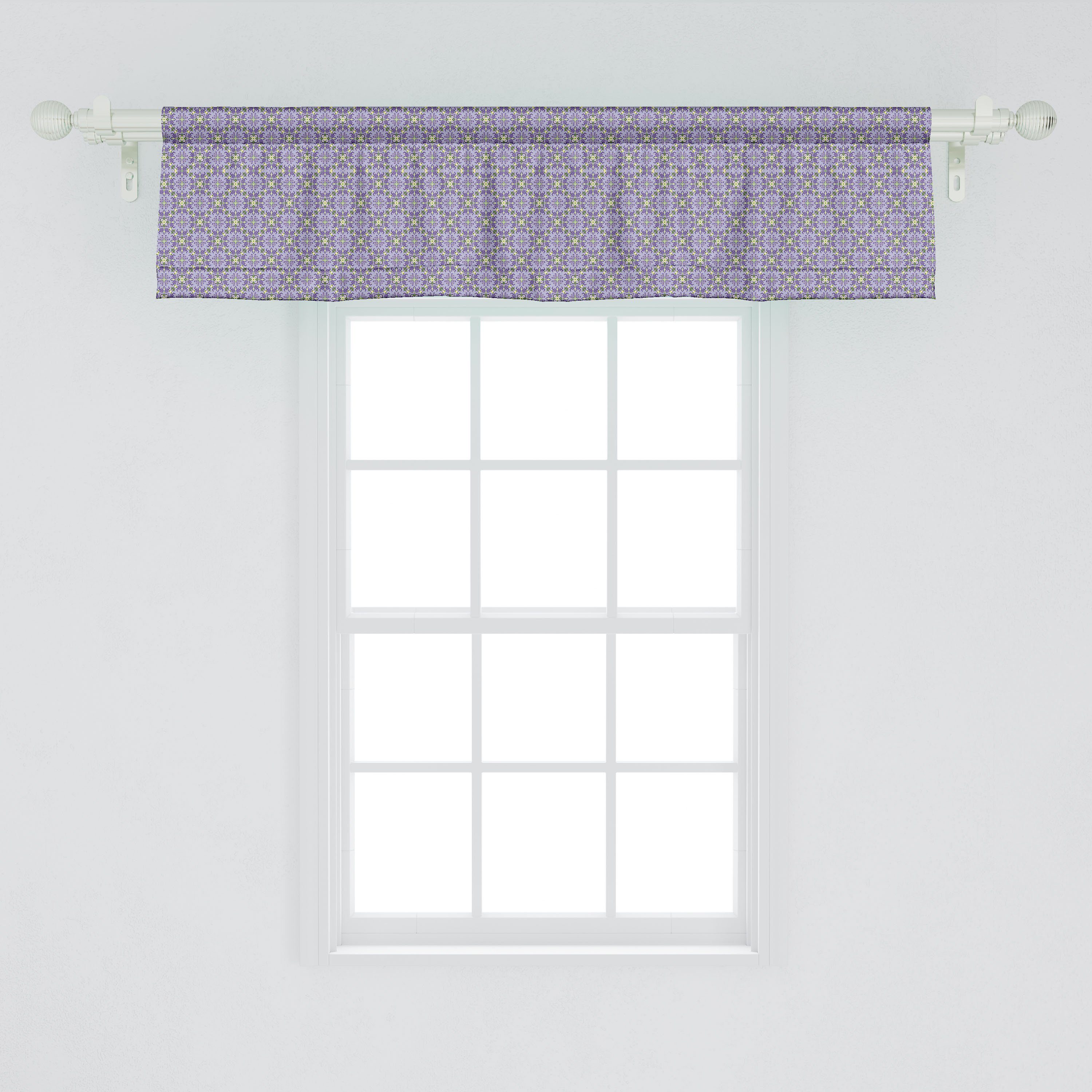 Scheibengardine Vorhang Volant Aufwändige Blumenmotive Mandala Schlafzimmer mit für Microfaser, Dekor Stangentasche, Küche Abakuhaus