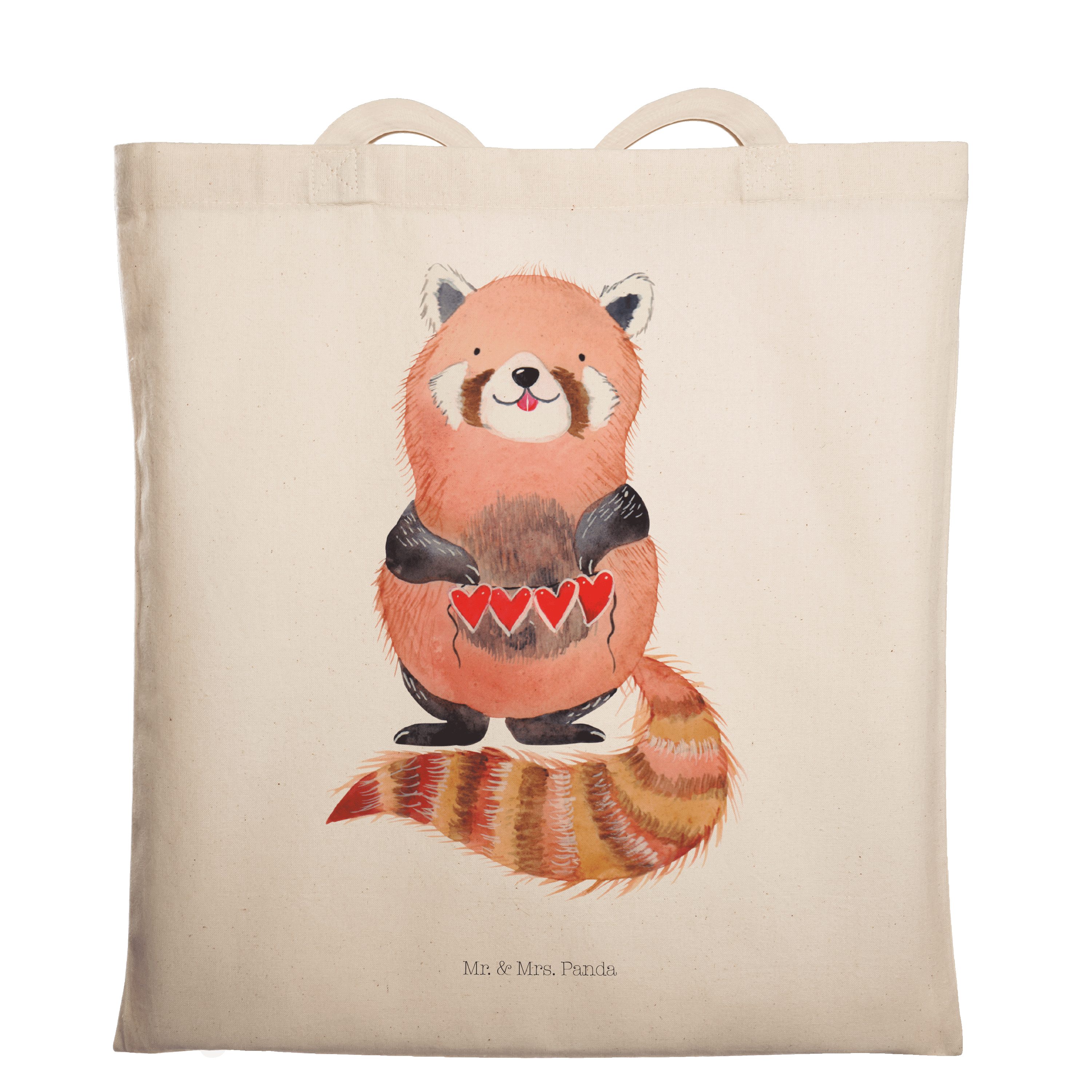 Mr. & Mrs. Panda Tragetasche Roter Panda - Transparent - Geschenk, lustige Sprüche, Beuteltasche, (1-tlg)