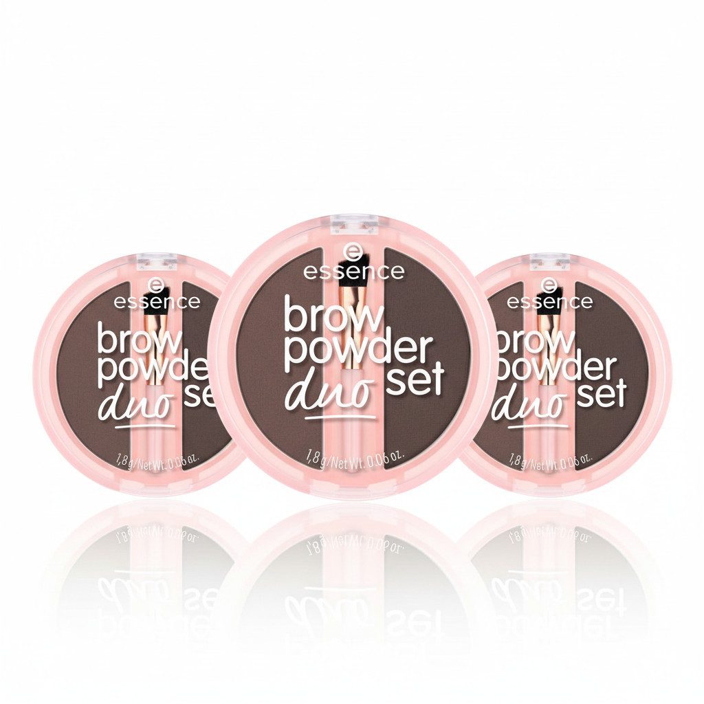 Essence Augenbrauen-Puder BROW POWDER DUO SET, 3-tlg., natürliche Definition der Augenbrauen, präzise Anwendung, verblendbar.