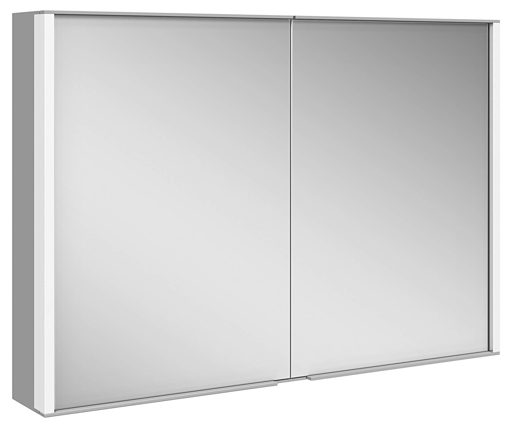 Keuco Spiegelschrank Royal Match (Badezimmerspiegelschrank mit Beleuchtung  LED) mit Steckdose, dimmbar, Aluminium-Korpus, 2-türig, 100 cm