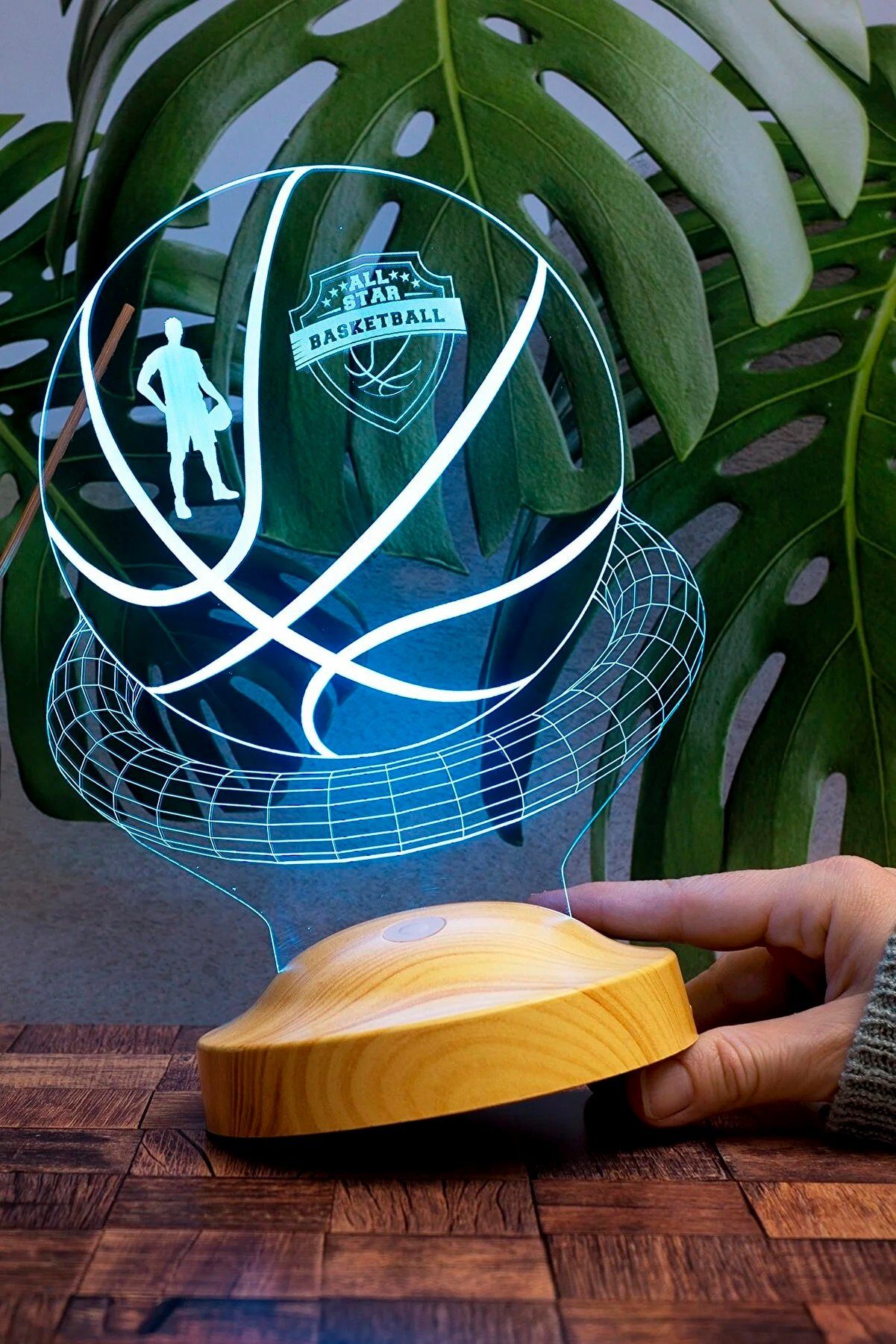 Geschenkelampe LED Nachttischlampe Basketball 3D Gravur Geschenk für Basketball Liebhaber NBA, Leuchte 7 Farben fest integriert, Geschenk für Basketball Spieler – Bild 4 von 5