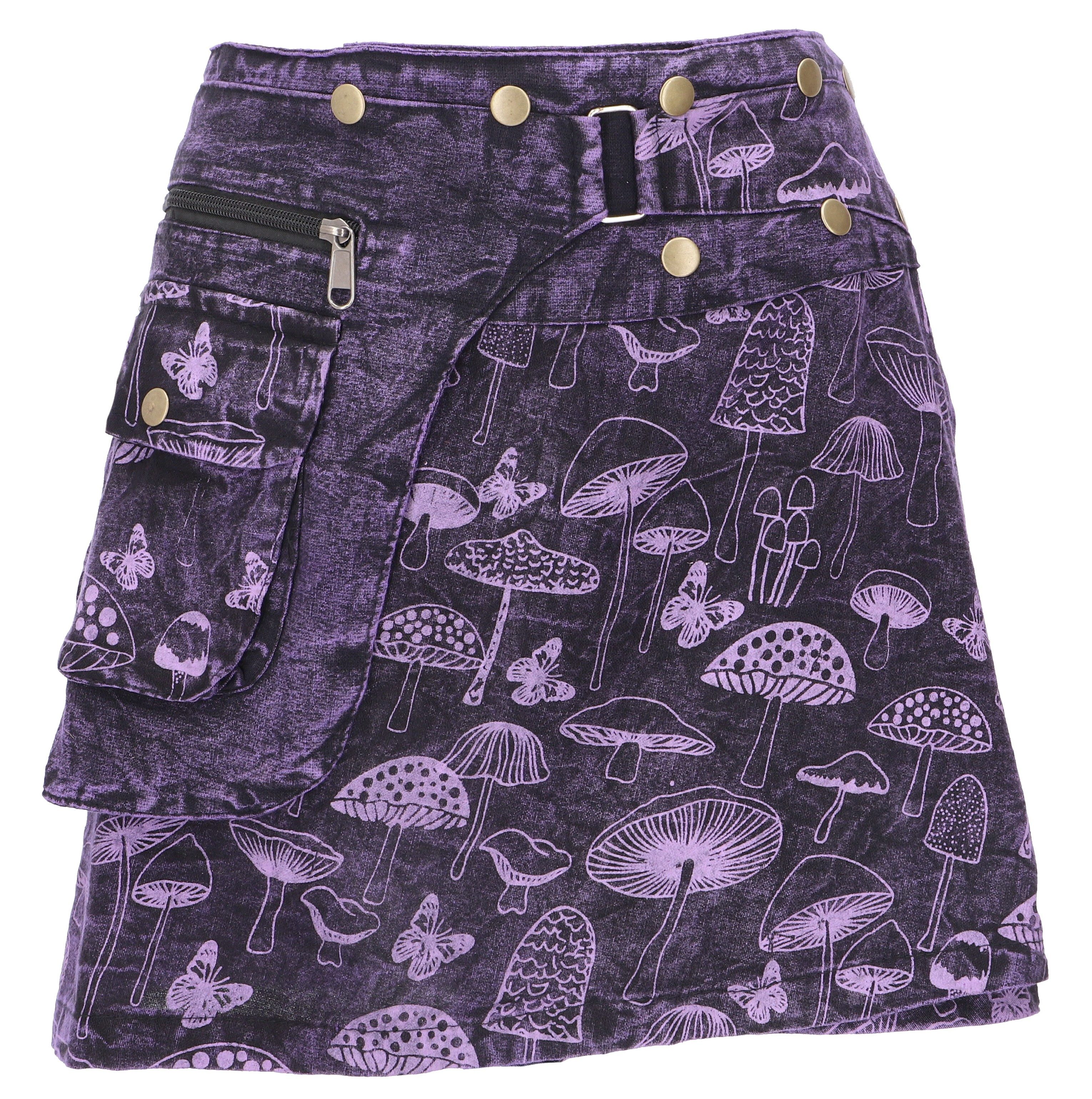 Guru-Shop Minirock Wickelrock, kurzer Rock, Cacheur, Stonewash.. alternative Bekleidung