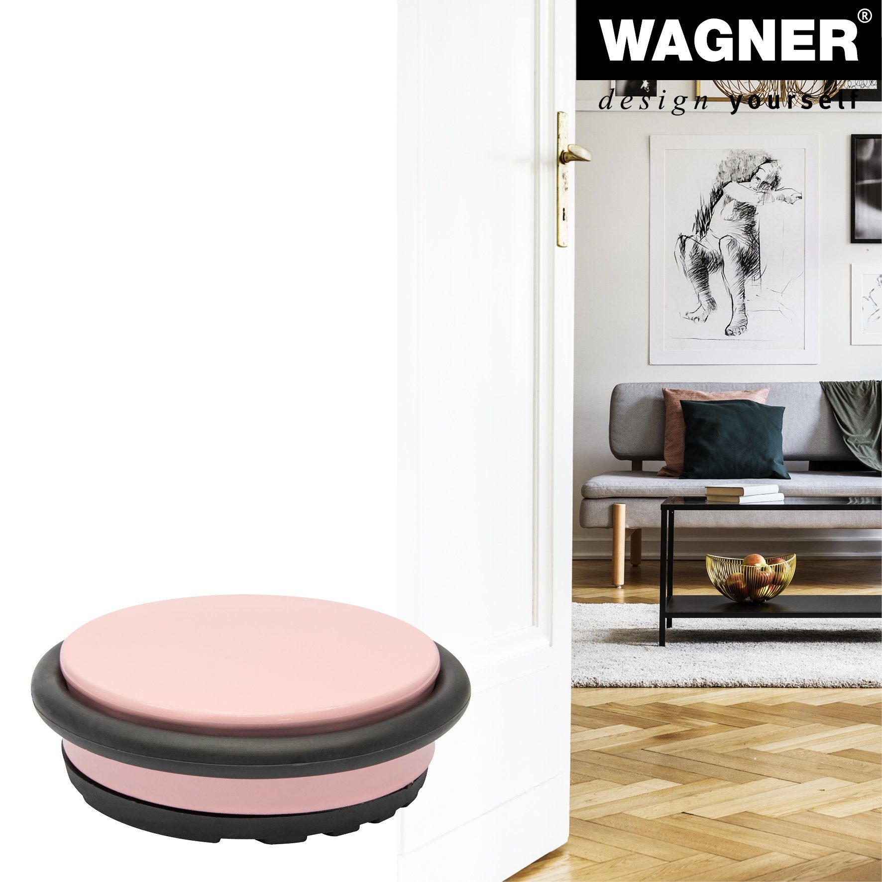 WAGNER design yourself Bodentürstopper Bodentürstopper BIG DISK - 98 x 30 mm in Edelstahloptik und vielen Farben, Stopper aus hochwertigem Industriestahl/Gummi, zum Hinstellen