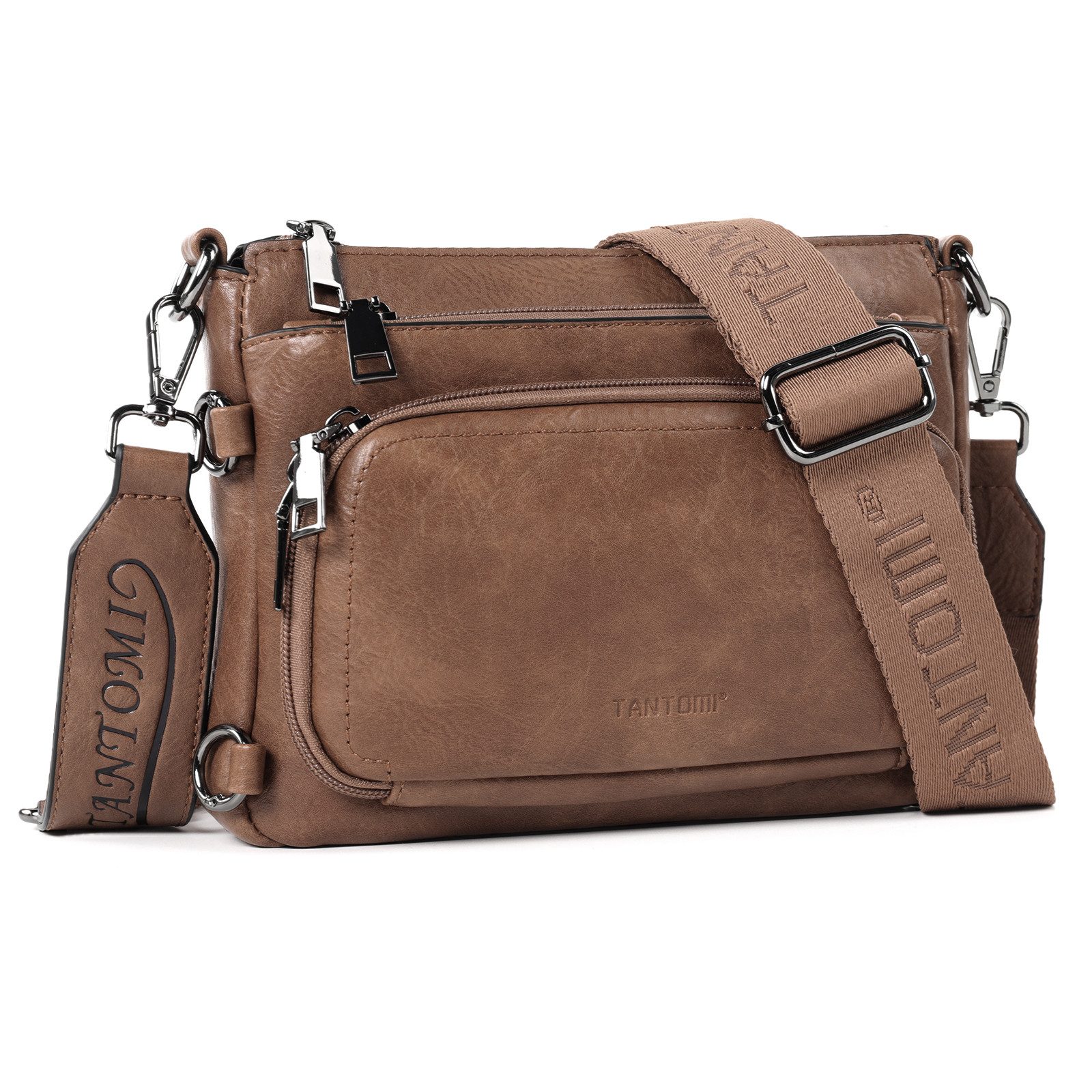 TANTOMI Umhängetasche Schultertasche Damen Crossbody Bags mit Abnehmbarem Schultergurt, Mittelgroß Damen Taschen mit RFID-Abschirmung Fach