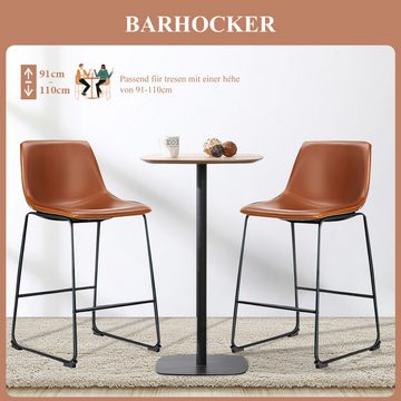 JOEAIS Barhocker 2er 92cm BarChair Küchenstühle Barstühle PU Leder mit Rückenlehne, Rückenlehne für Küche, Wohnzimmer, Bar, einfache Montage Metall