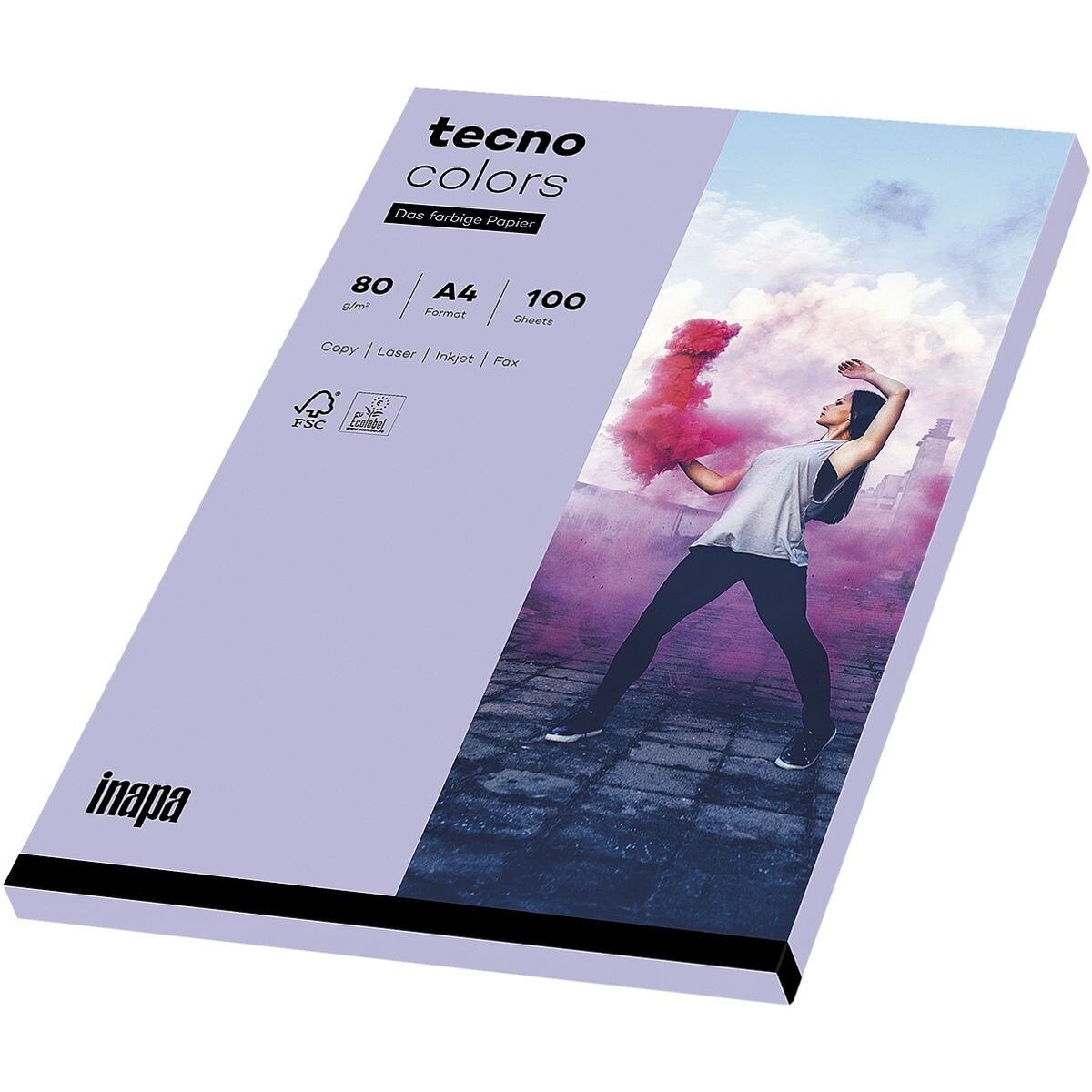 Inapa tecno Drucker- und Kopierpapier Rainbow, Pastellfarben, Format DIN A4, 80 g/m², Kleinpack violett