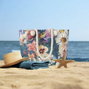 GMD Living Strandtasche NOVARA, mit hochwertigem Motiv: Blumen, 630 denier
