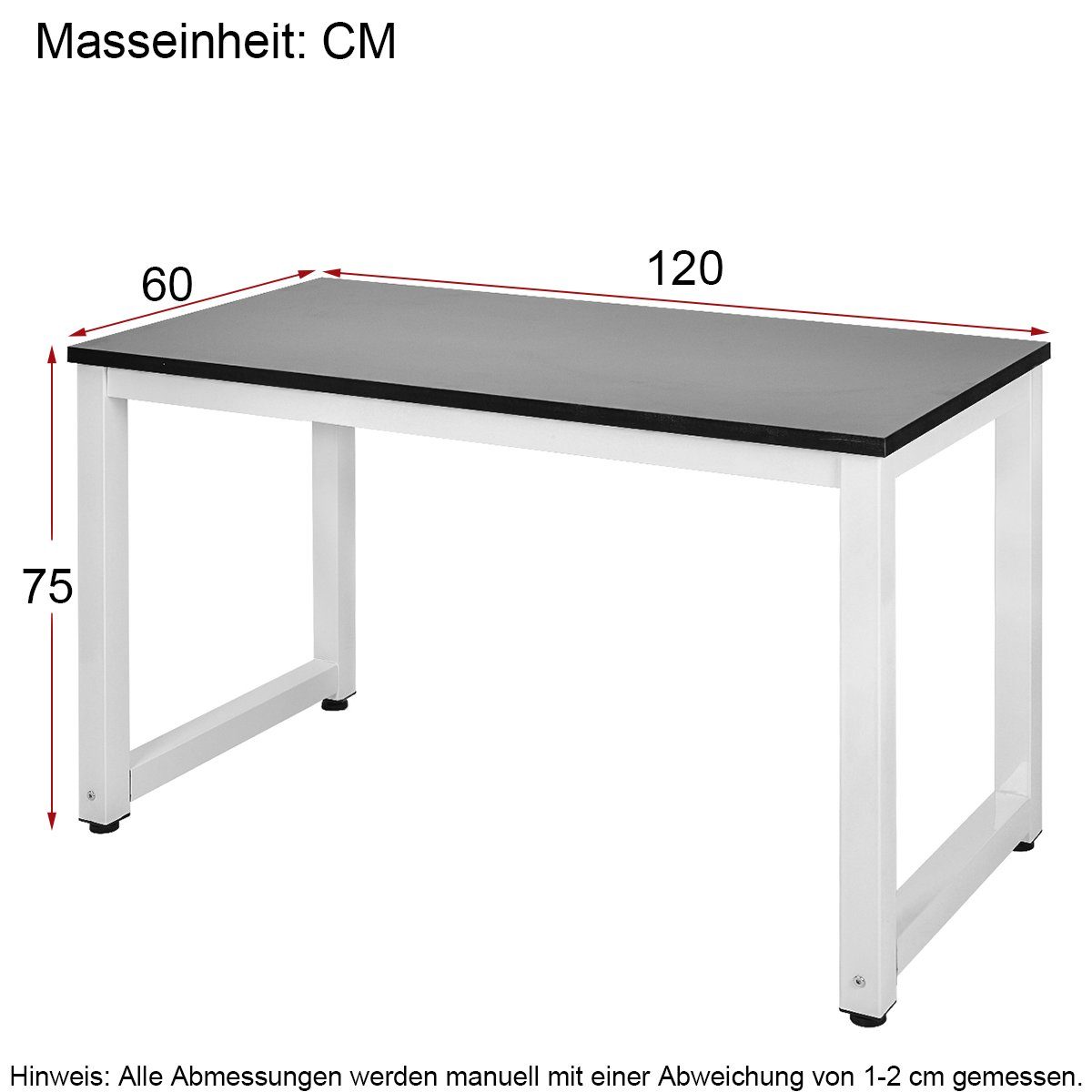 (Spanplatten REDOM Stabile Computertisch E1 Bürotisch Stahl-Beinen, Schwarz in Schreibtisch Arbeitstisch cm) 120*60*75 Klasse PC-Tisch Computer-Tisch modern