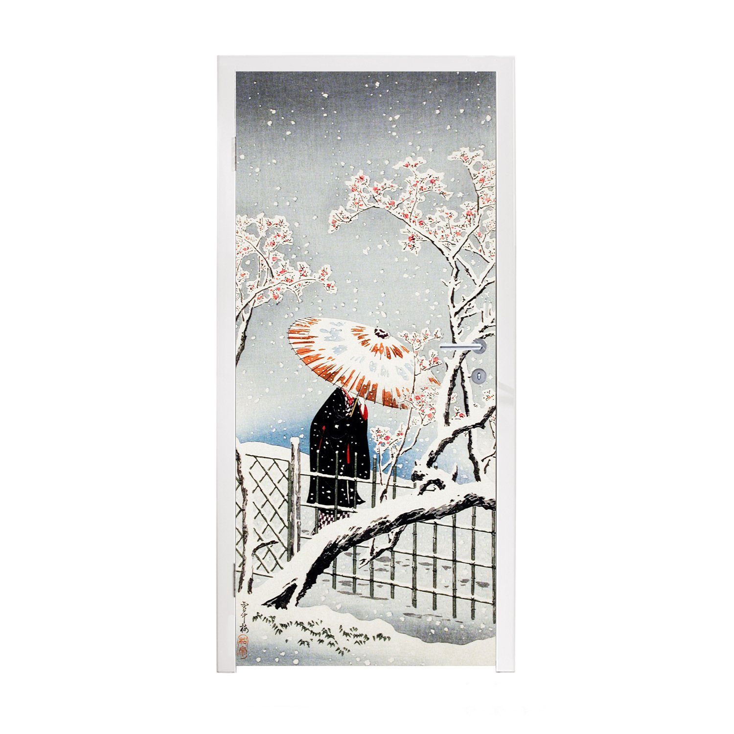 MuchoWow Türtapete Malerei - Kunst - Japan, Matt, bedruckt, (1 St), Fototapete für Tür, Türaufkleber, 75x205 cm