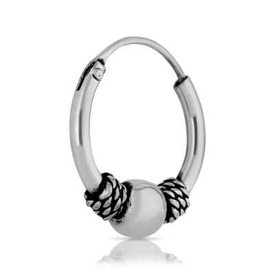 NKlaus Single-Creole Bali Creole einzel Ohrring 12mm aus 925 Sterling S