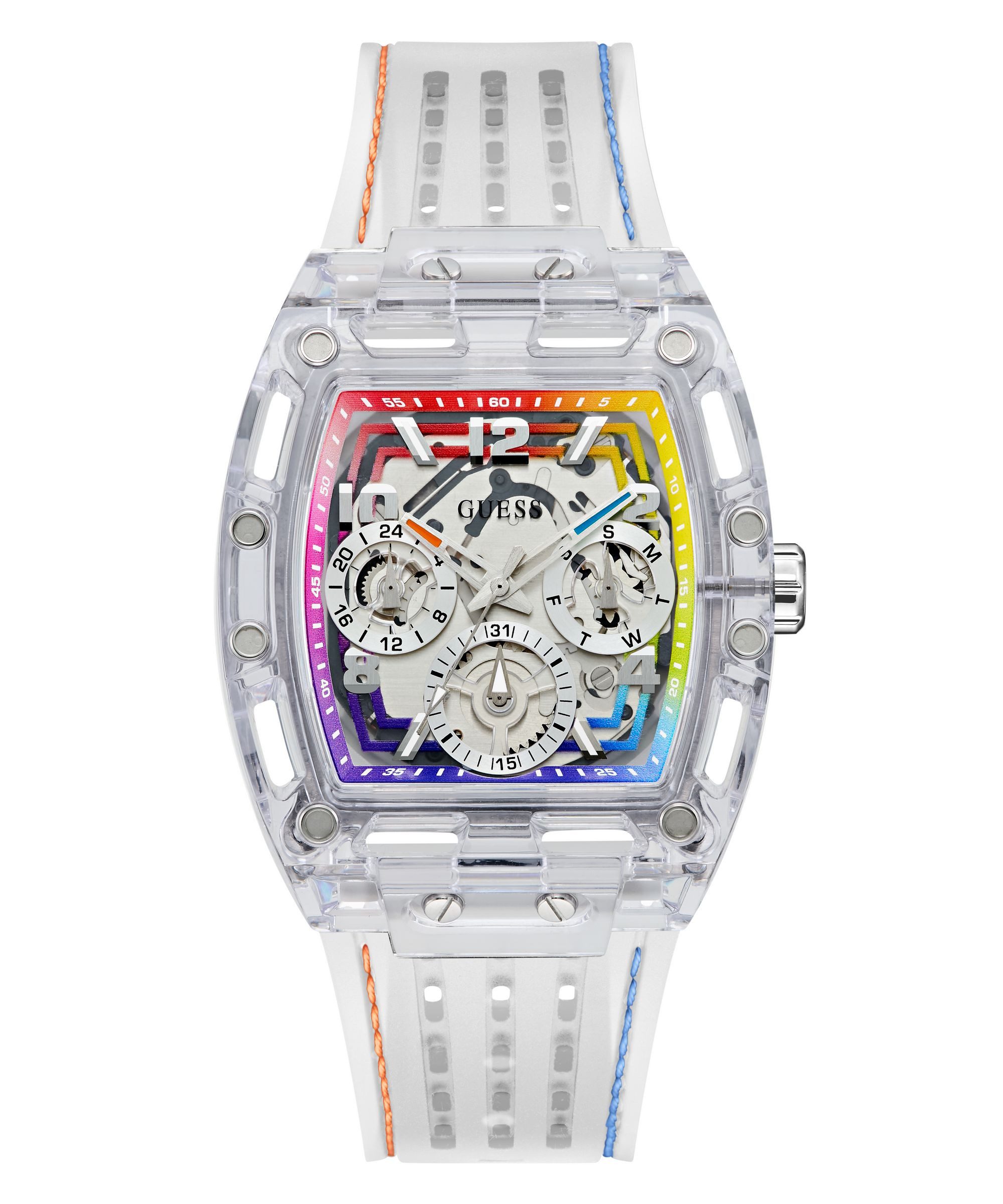 Guess Multifunktionsuhr PHOENIX GW0499G13, Quarzuhr, Armbanduhr, Herrenuhr, Silikonarmband, analog, Wochentag