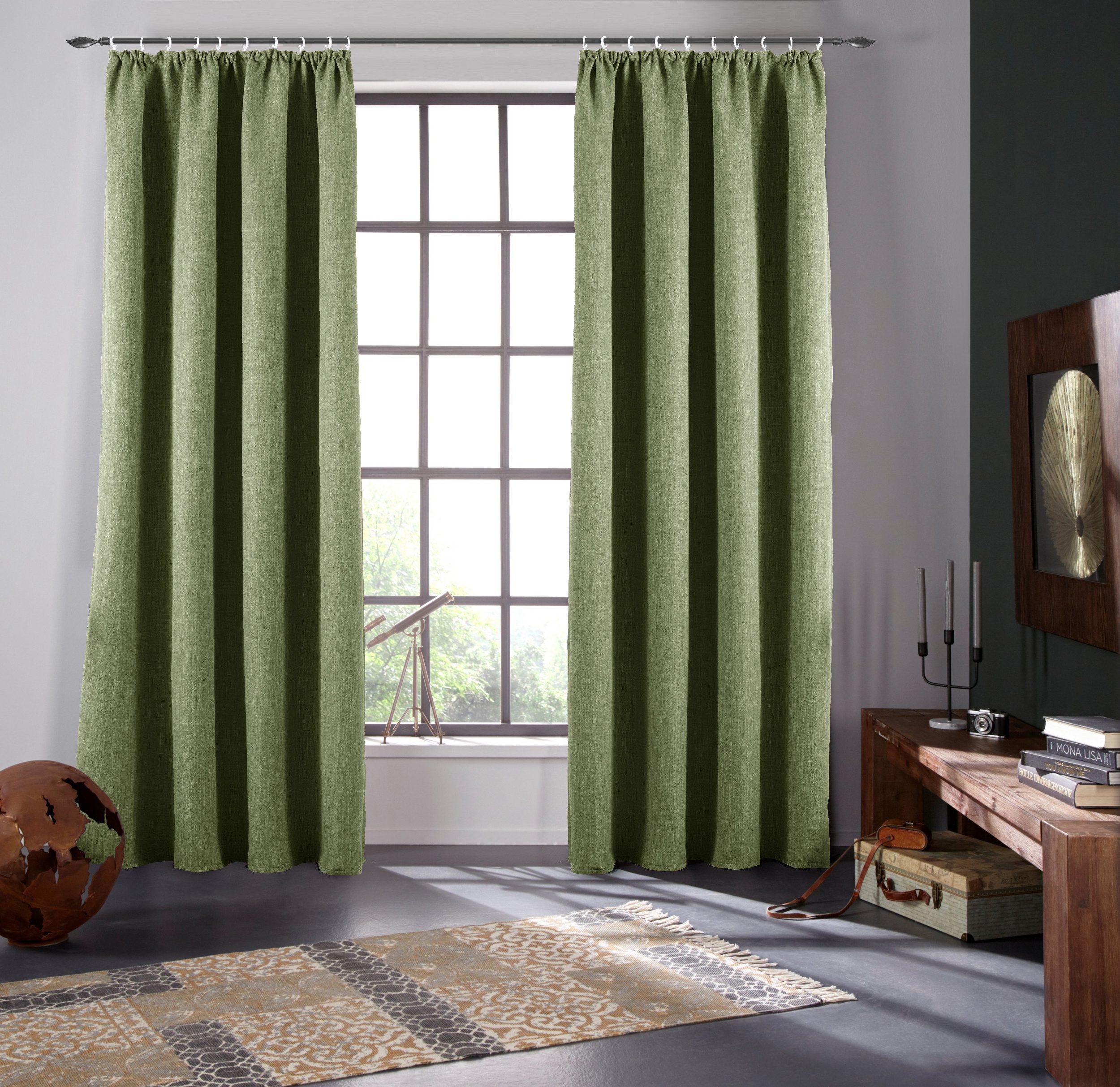 Bruno Banani Verdunkelungsvorhang Bela (1 St), Kräuselband, verdunkelnd, bl günstig online kaufen