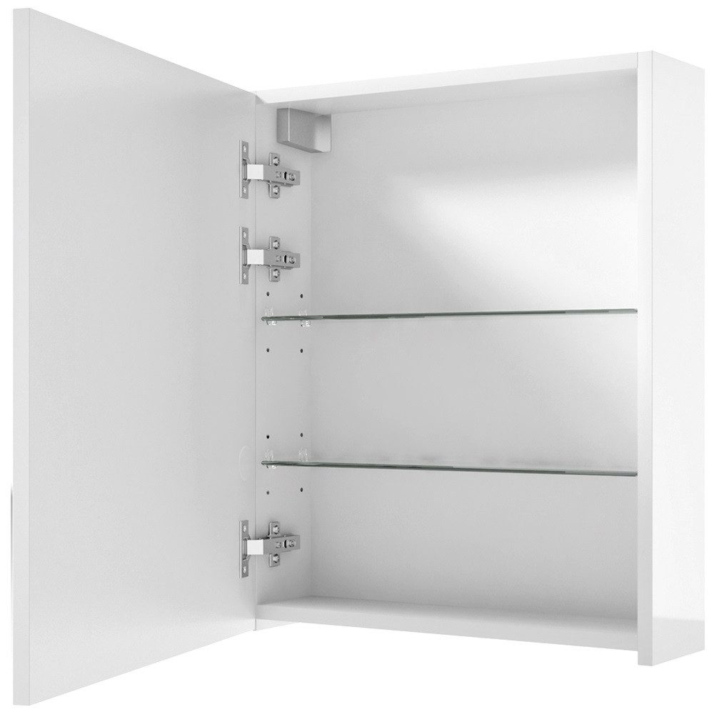 Lomadox Spiegelschrank SOFIA-107 50 cm weiß 1-trg Hochglanz lackiert, B/H/T: ca. 50/60/15 cm