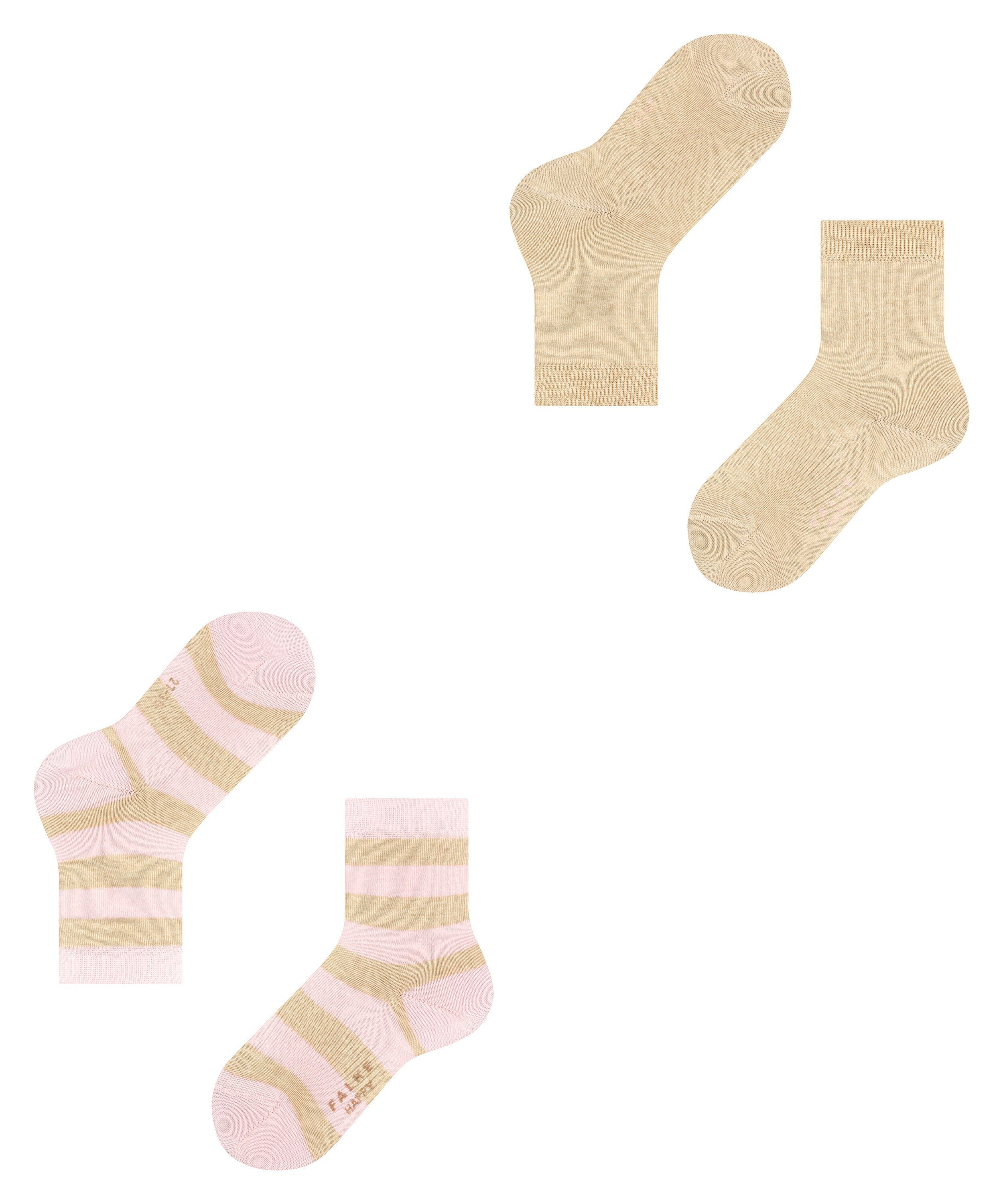 (2-Paar) Stripe 2-Pack Happy FALKE (4650) Socken sand mel.