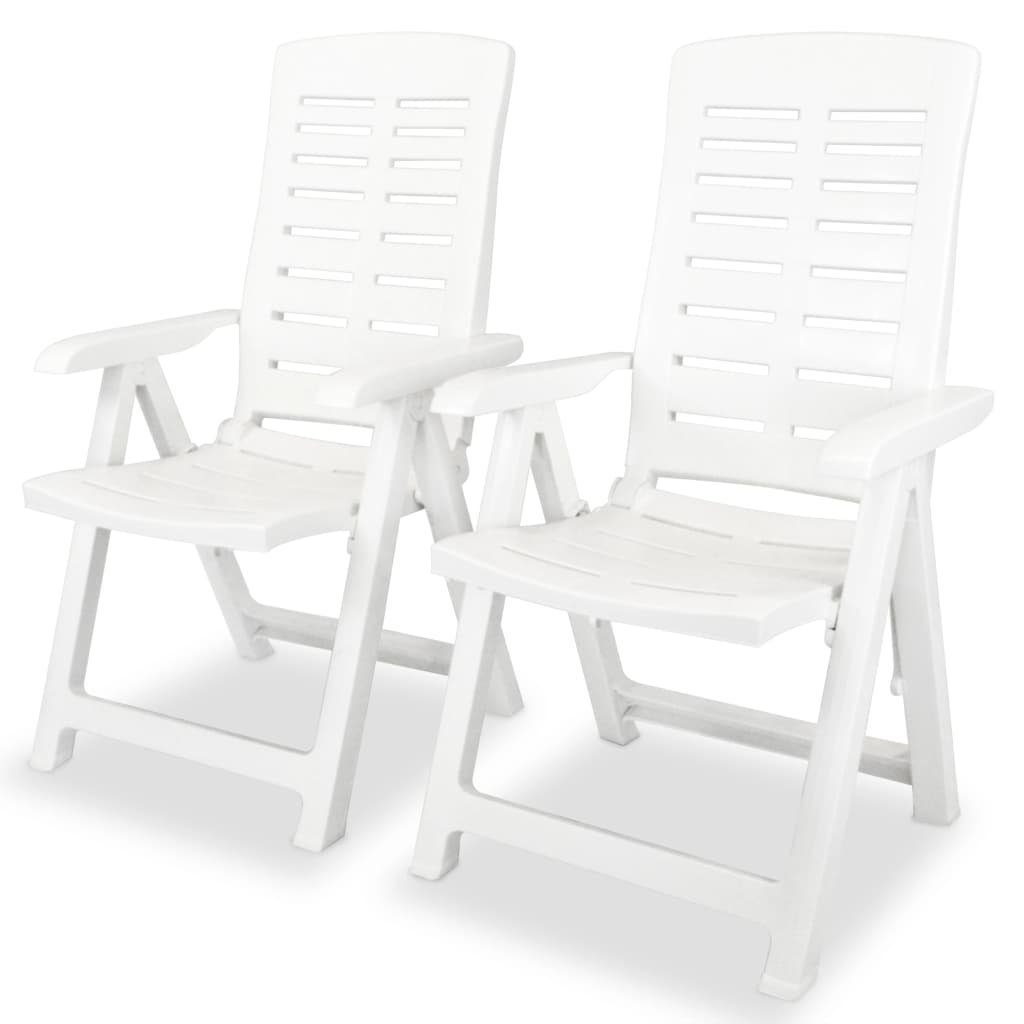 vidaXL Gartenstuhl Verstellbare Gartenstühle Weiß Stk. Kunststoff (2 St) 2 Weiß Weiß 