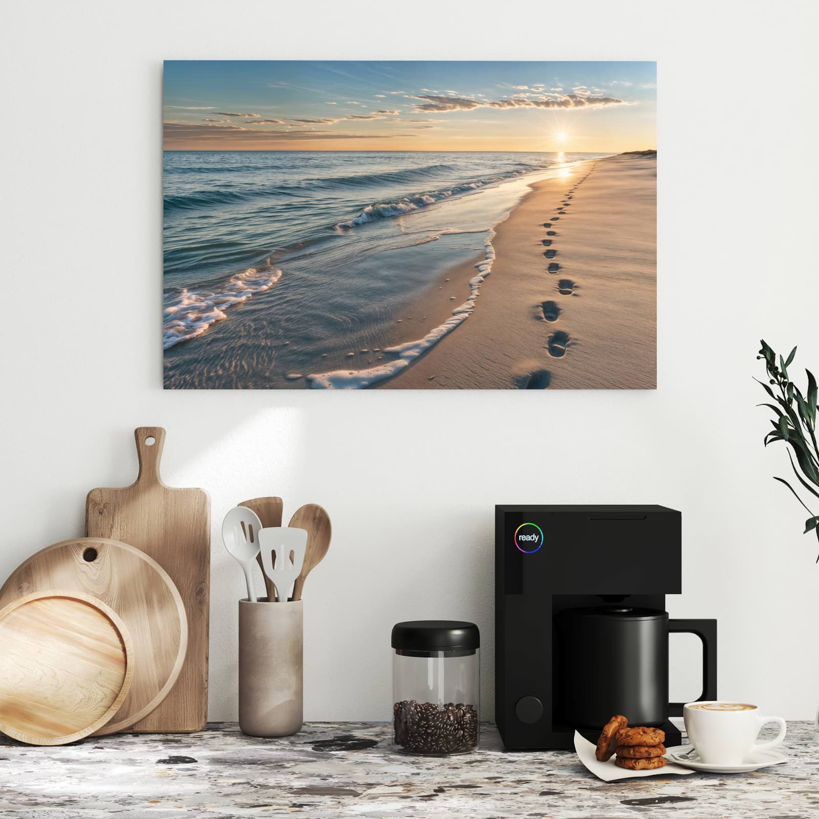 Primedeco Magnettafel Spuren im Sand – Magnetwand & Memoboard aus Metall, (Komplett-Set, 1-tlg., Inklusive 4 Magnete und 2 Boardmarker (weiß & schwarz), magneti – Bild 3 von 5