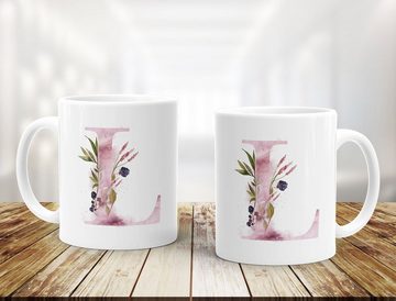 Autiga Tasse Buchstaben-Tasse "[object Object]" Tasse mit Buchstabe Alphabet Monogramm Watercolor gezeichnet Kaffeetasse Autiga®, Keramik