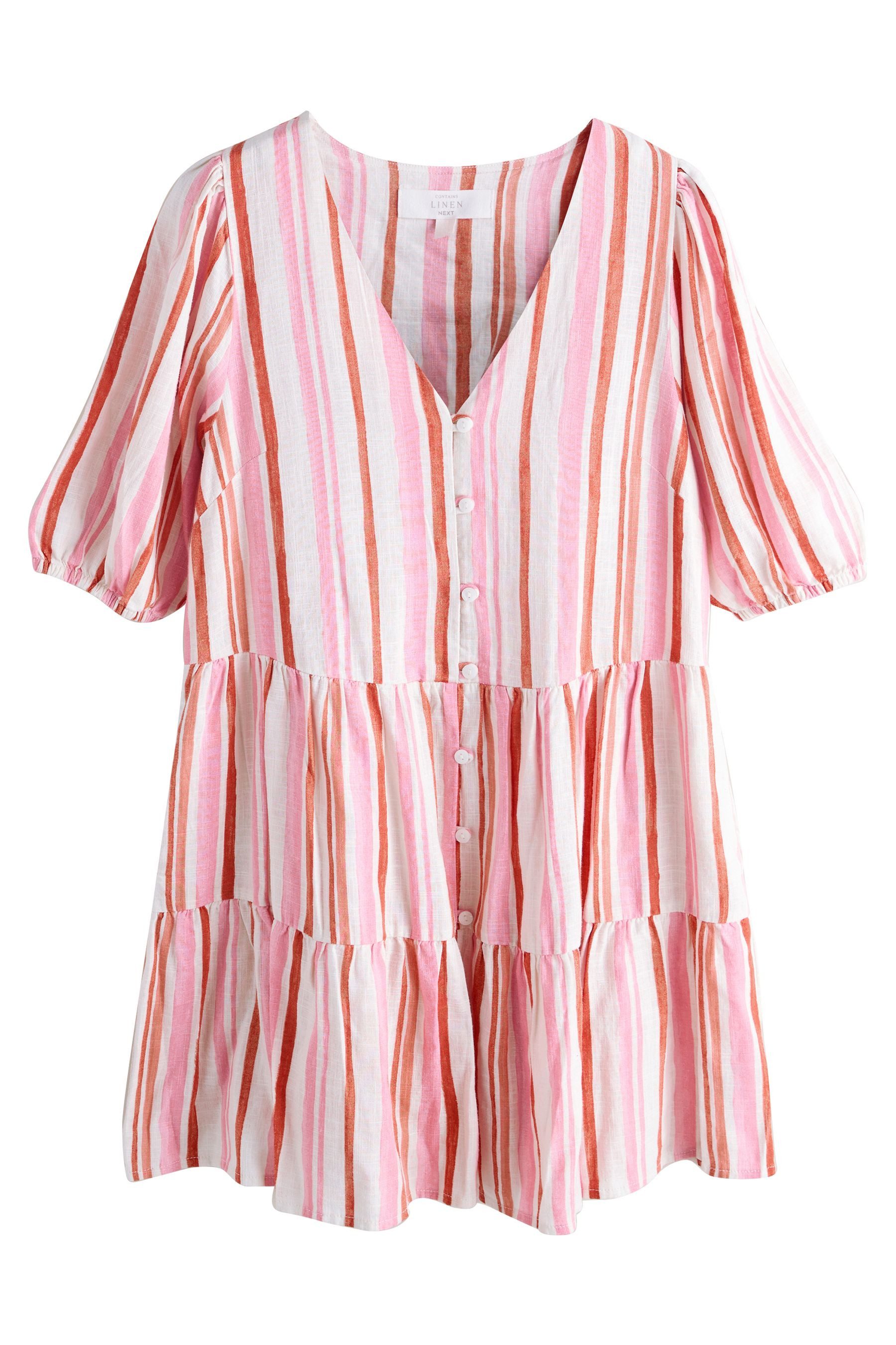 Next Minikleid Kurzärmeliges, gestuftes Minikleid, Kurzgröße (1-tlg)