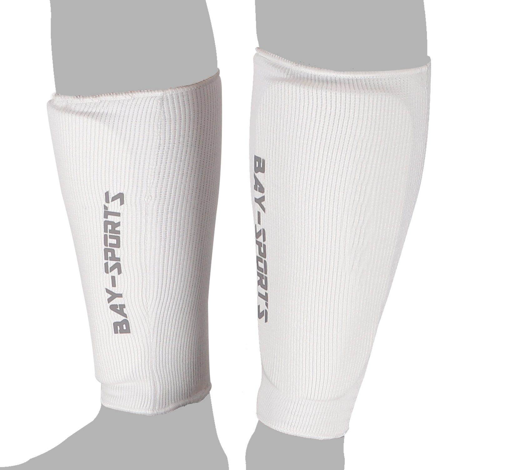 BAY-Sports Schienbeinschutz Kampfsport Kickboxen Karate MMA Thaiboxen Muay Thai Baumwolle IUM, Baumwolle elastisch waschmaschinenfest, XXS - XL