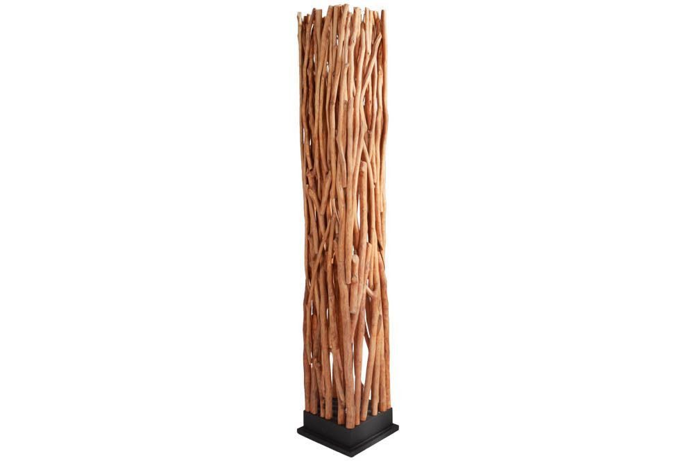 Licht-Erlebnisse Stehlampe REESE, Holz 173 cm hoch Natur eckig 5x GU10 LED Modern Unikat Handarbeit