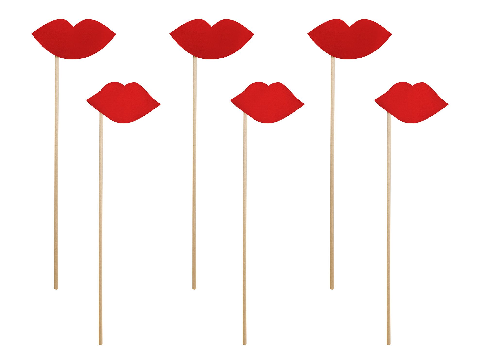 partydeco Papierdekoration, Fotobox Requisiten rote Lippen 6er Set