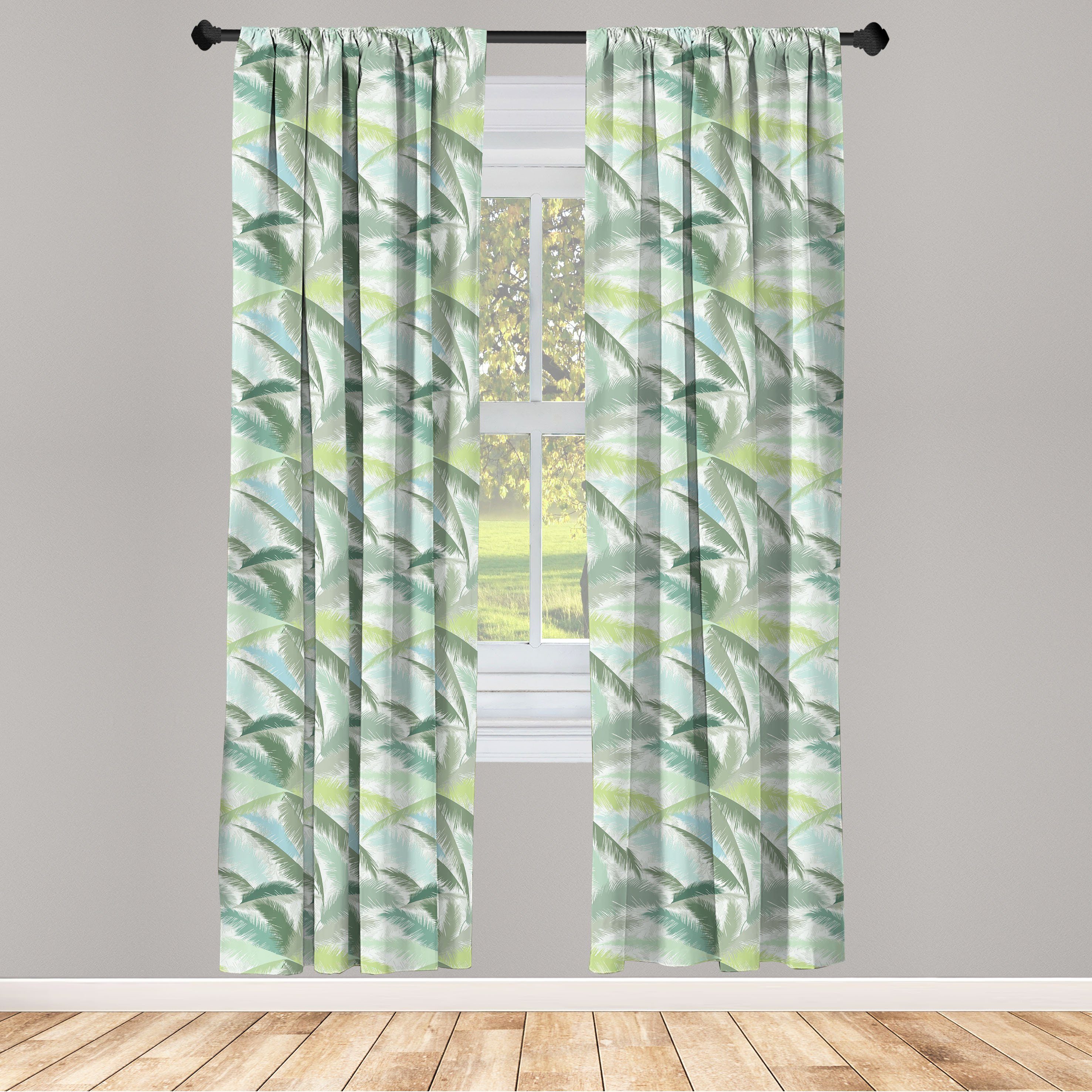 Gardine Vorhang Microfaser, Palme Green Dekor, grünen Wohnzimmer für Abakuhaus, Branchen Schlafzimmer