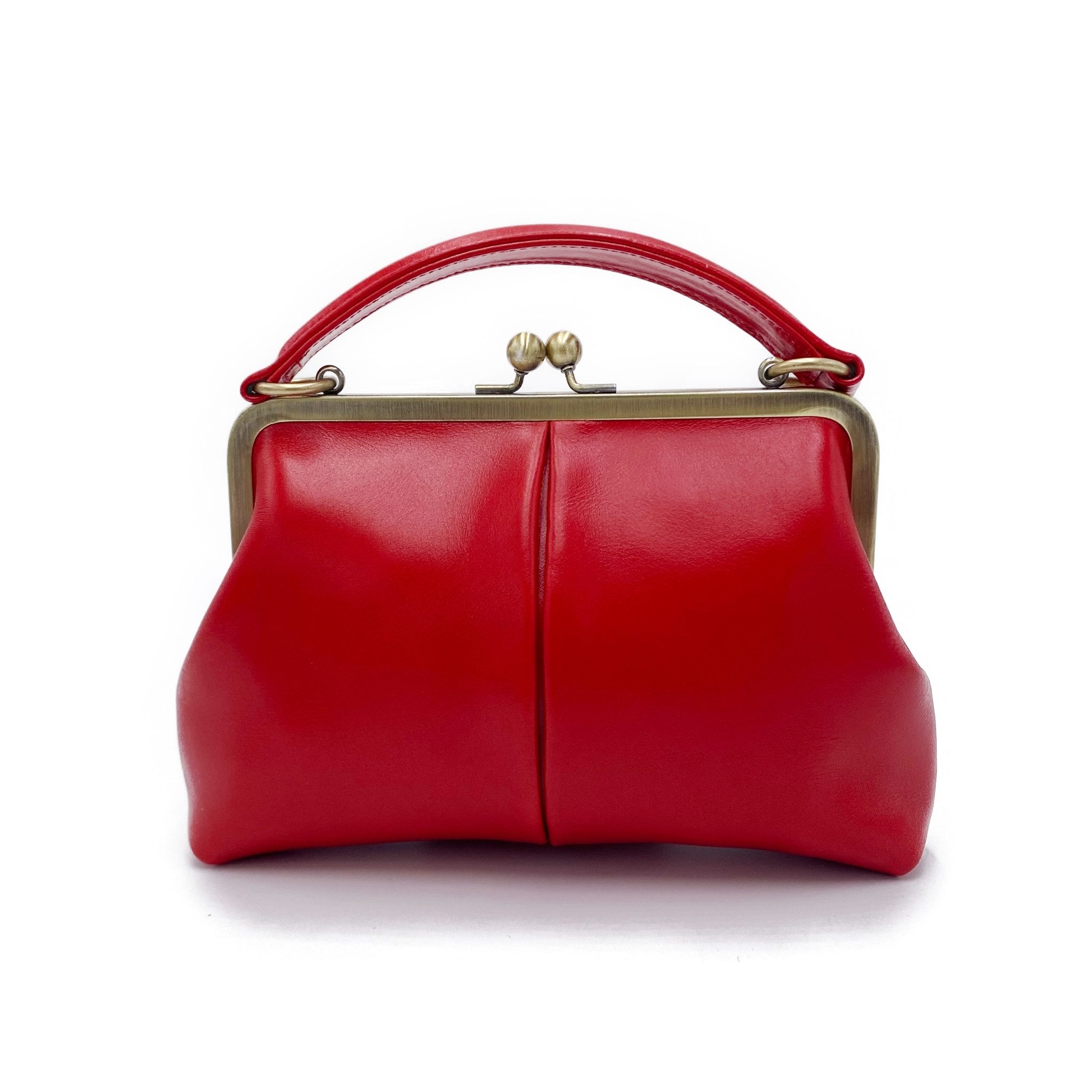 Taschenkinder Handtasche Leder Handtasche und Umhängetasche - Kleine Vintage Olive in Schwarz, Echtes Leder vom Rind