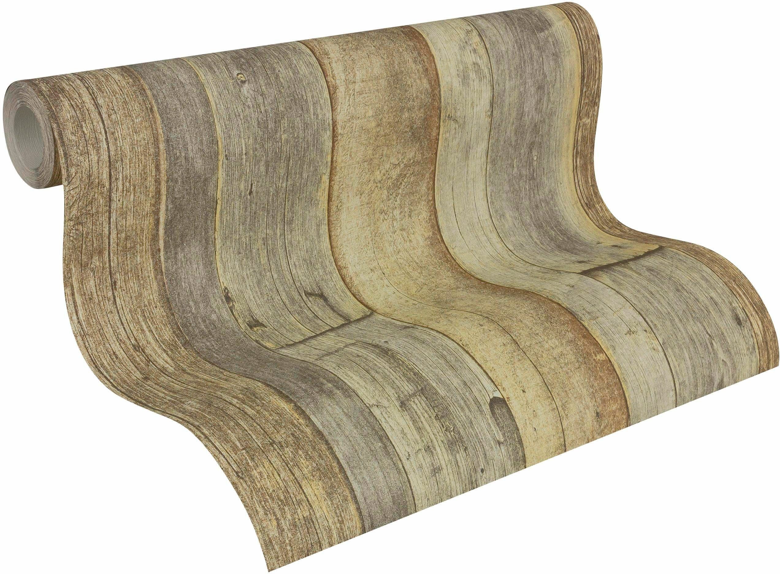 living walls Vliestapete Best of Wood`n Stone 2nd Edition, leicht strukturiert, Holz, gestreift, realistisch, Tapete Holzoptik matt leicht strukturiert Tapeten Wohnzimmer modern