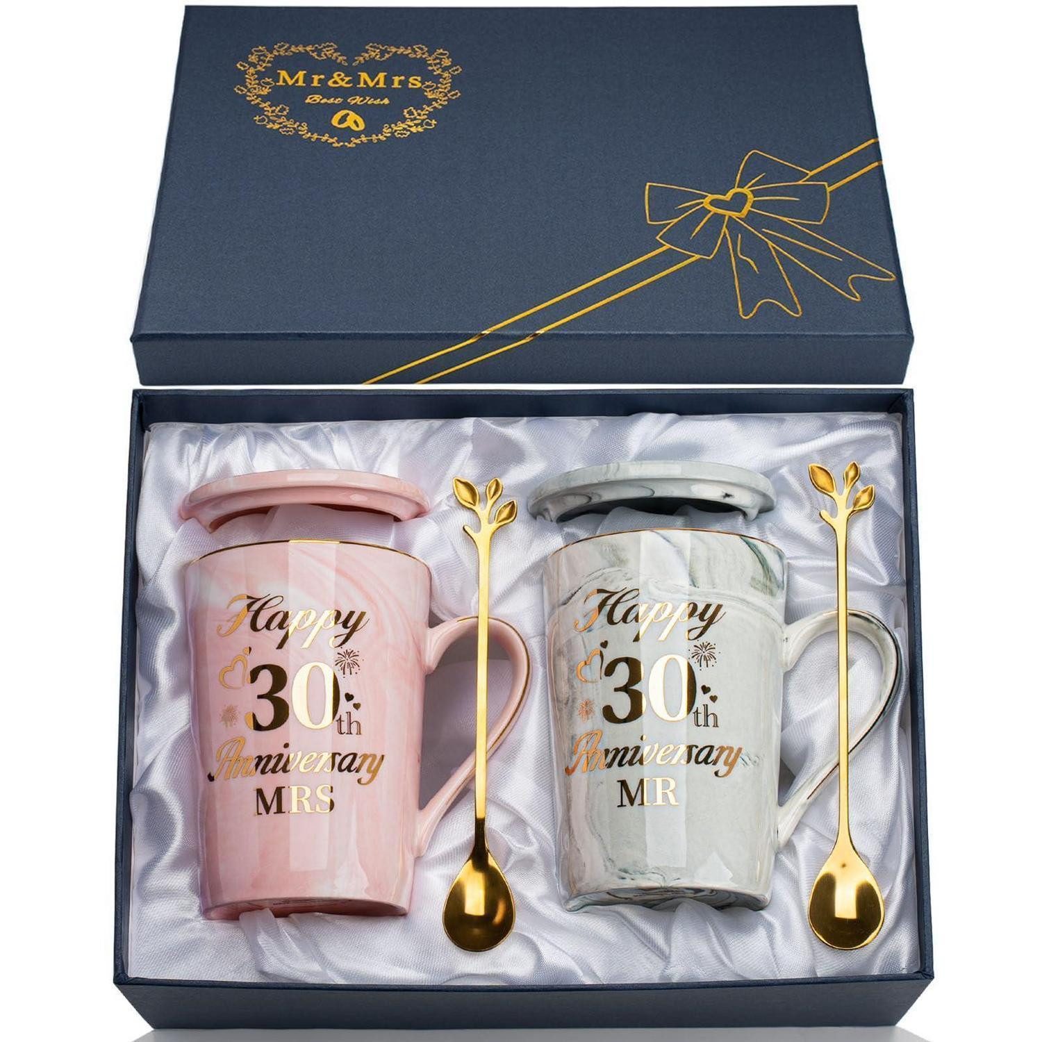LuxusKollektion Tasse Mr & Mrs Tassen Set 30. Hochzeitstag Marmor, Keramik