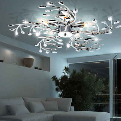 etc-shop LED Deckenleuchte, Leuchtmittel inklusive, Warmweiß, LED Decken Lampe Wohn Zimmer Beleuchtung Blüten Blätter