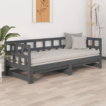 furnicato Bett Tagesbett Ausziehbar Grau Massivholz Kiefer 2x(80x200) cm