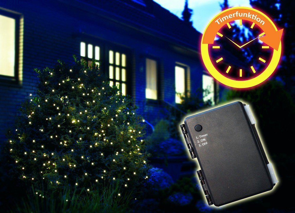 Star-Max LED Lichtleiste LED Batterielichterkette 80 LEDs, Outdoor, grün, 0,5m Zuleitung