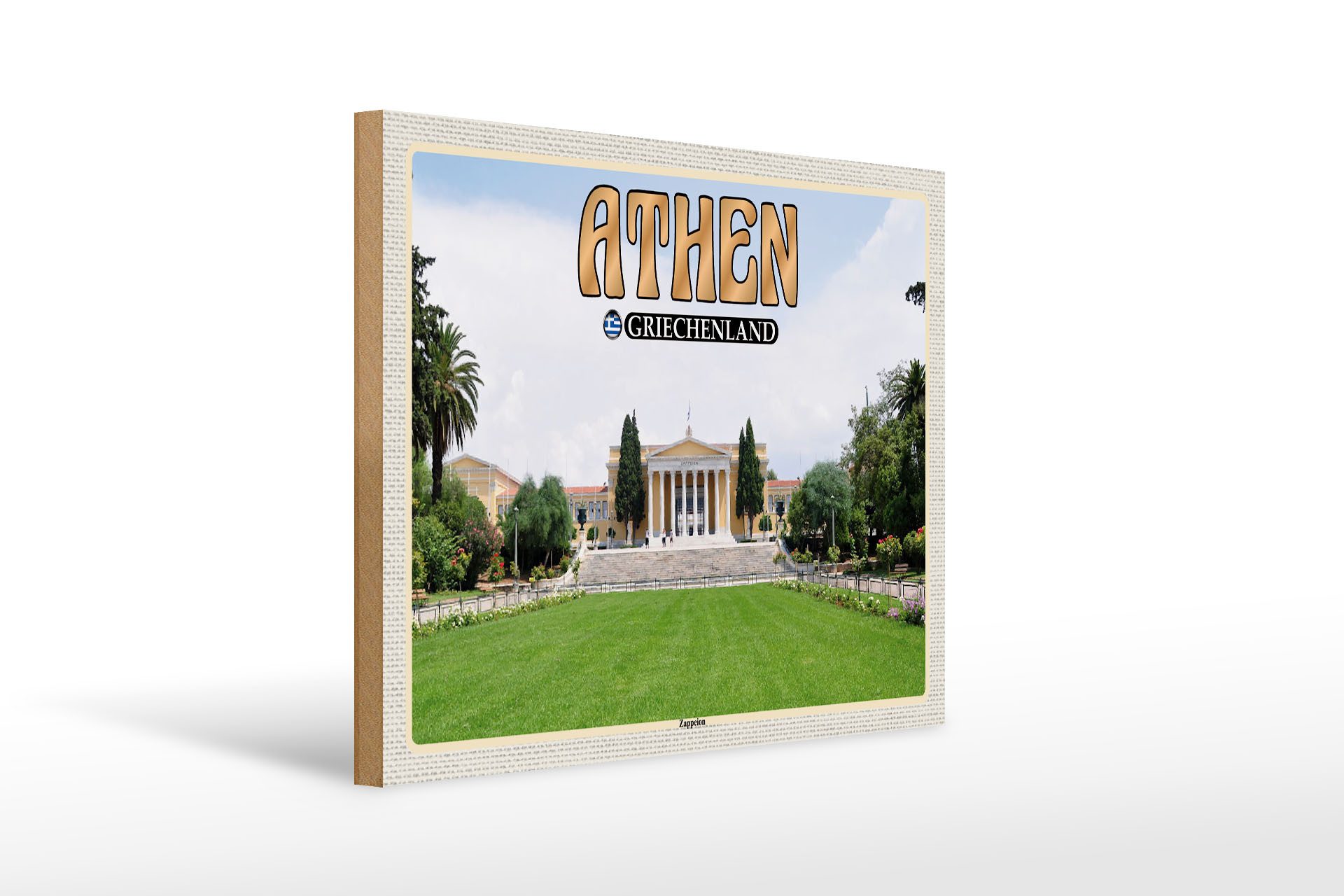 Holzbild Reise 40x30cm Athen Griechenland Zappeion Kongress