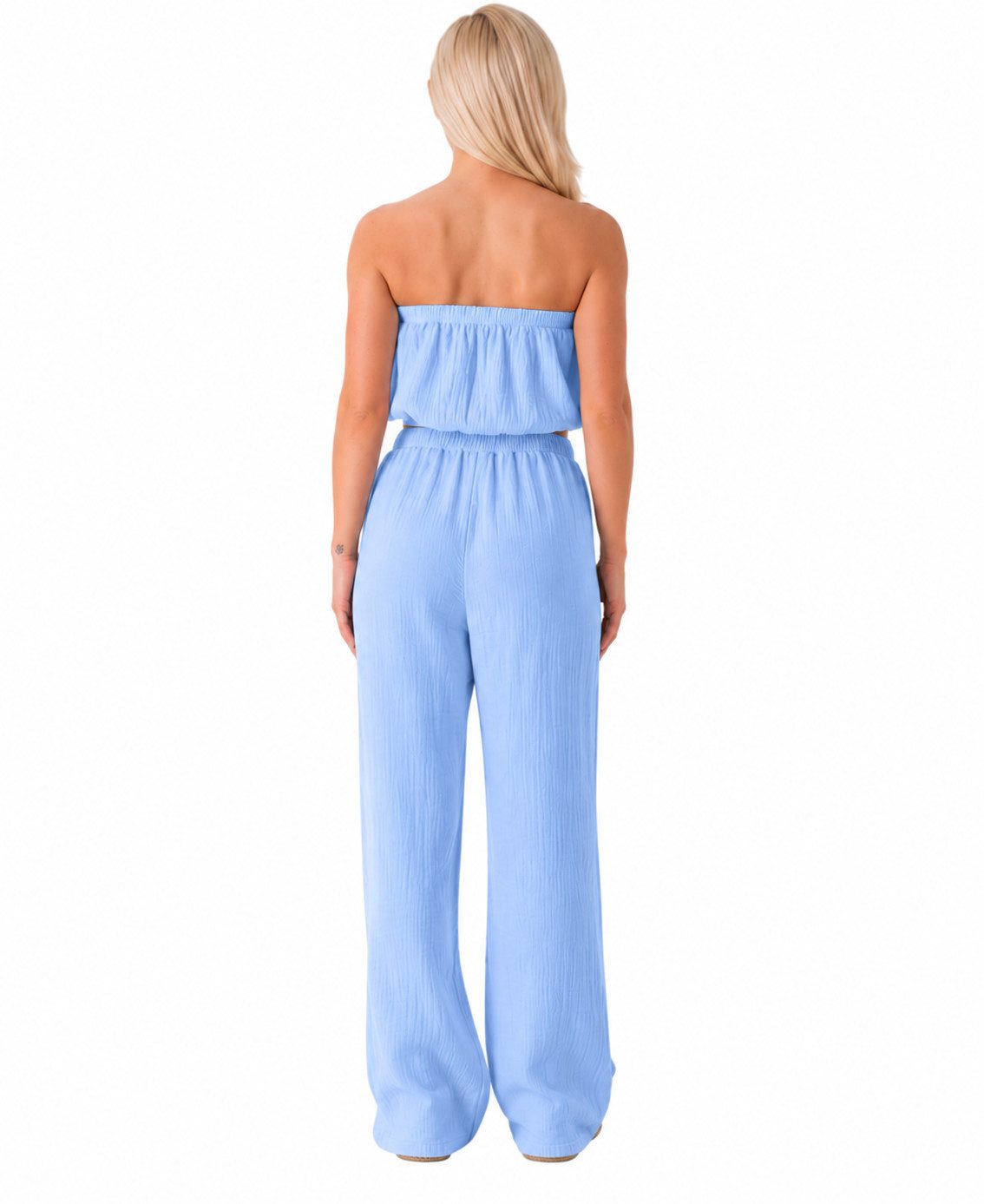 WENOR Palazzohose Damen Musselin-Hose - Sommerhose 100 % Baumwolle, elastischer Bund Weiter Beinverlauf, Musselinstruktur, luftiger Schnitt