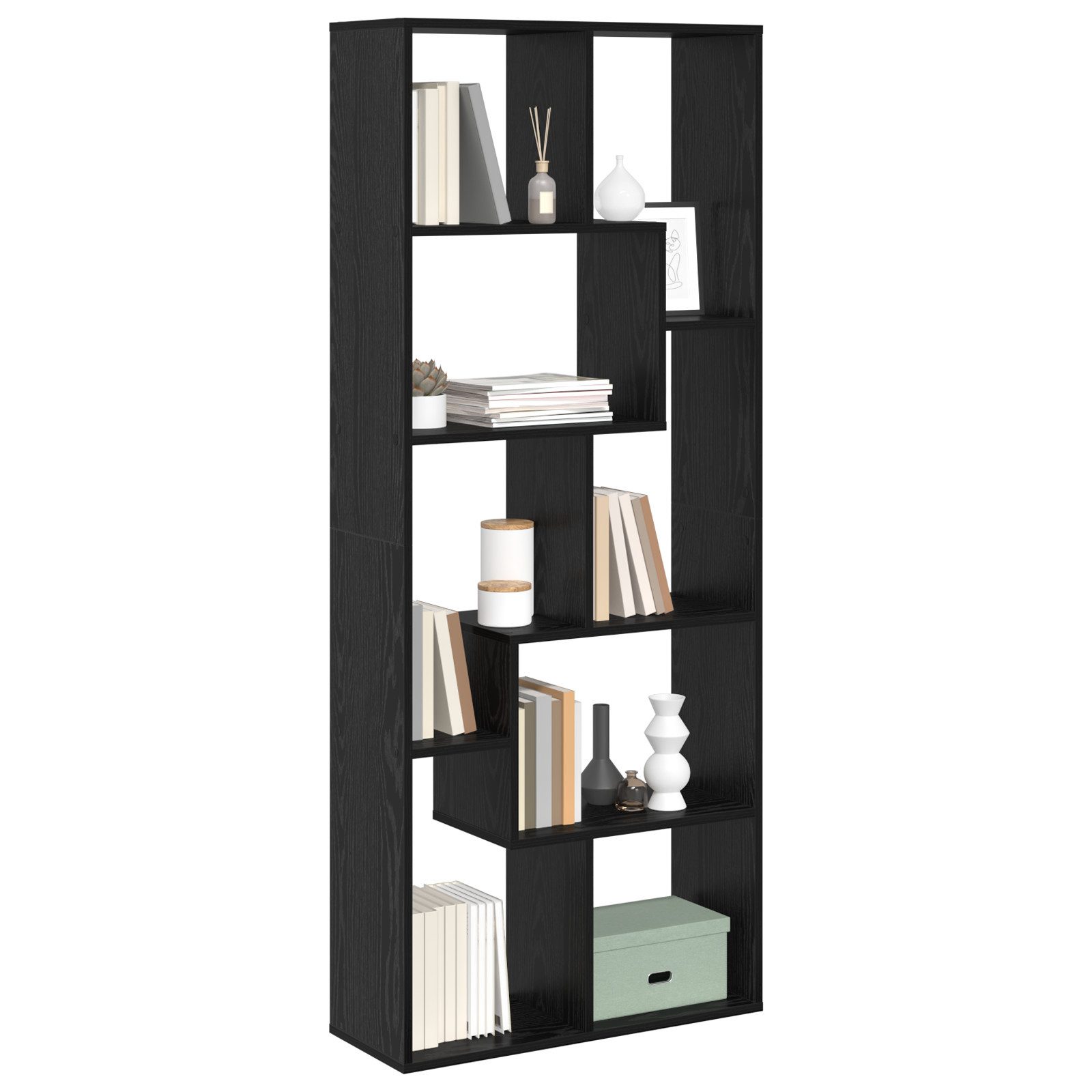 vidaXL Bücherregal Raumteiler Bücherregal Schwarz Eiche günstig online kaufen