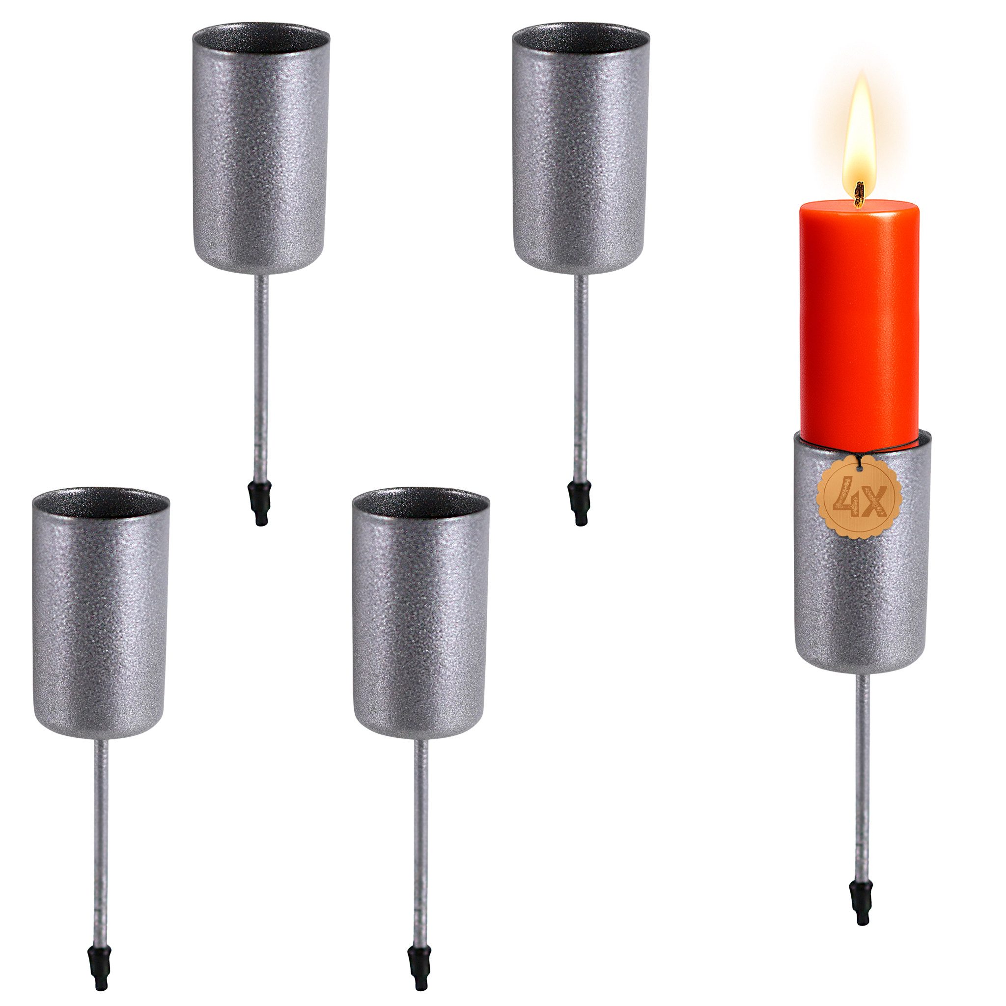 matches21 HOME & HOBBY Kerzenhalter Kerzenhalter 4er Set Metall Silber Ø 2, günstig online kaufen