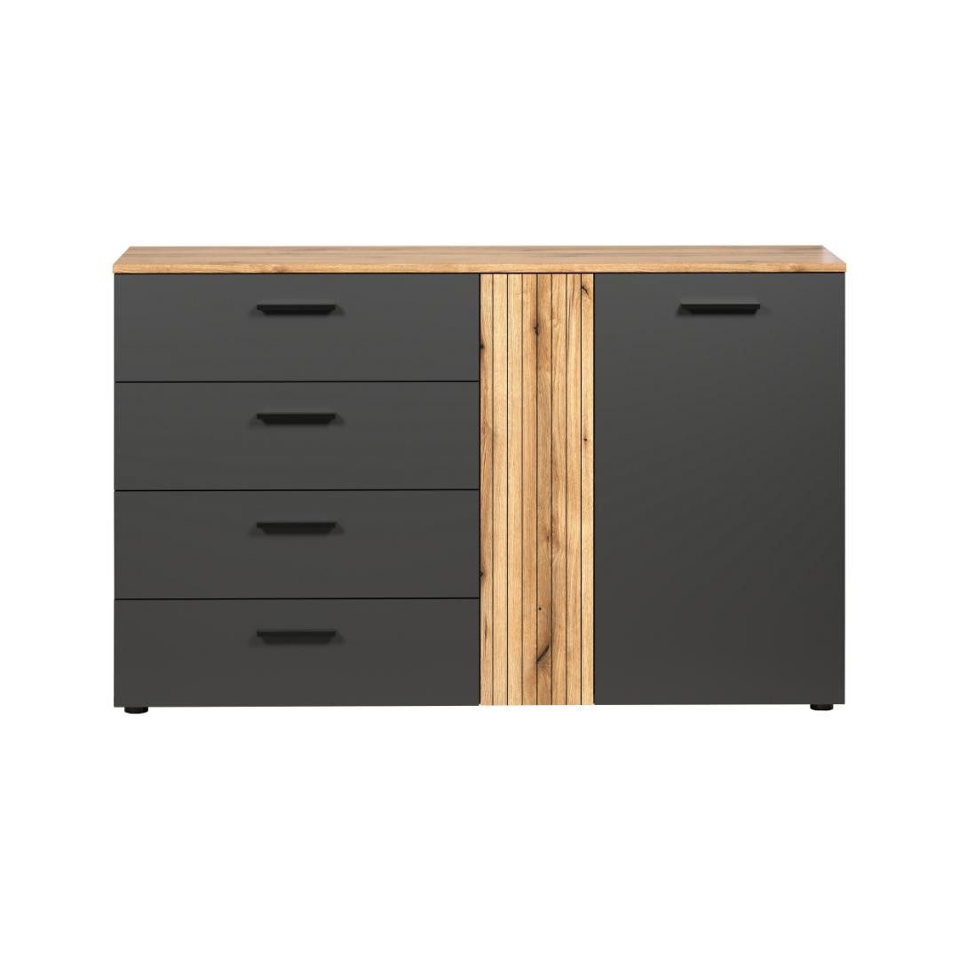 trendteam Sideboard Esteban Sideboard 2 Türen, 4 Schubladen Antracit.
