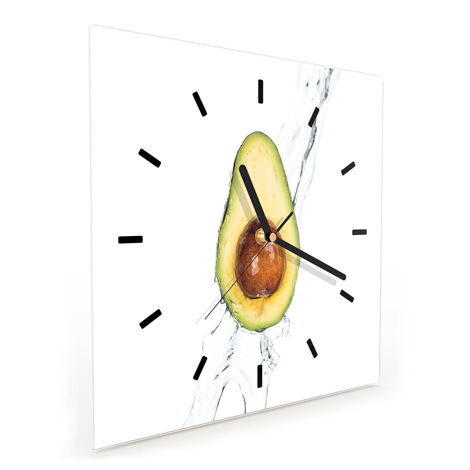Avocado Primedeco Wanduhr Größe Wanduhr Glasuhr mit Wassersplash 30 Wandkunst Motiv 30 cm x auf