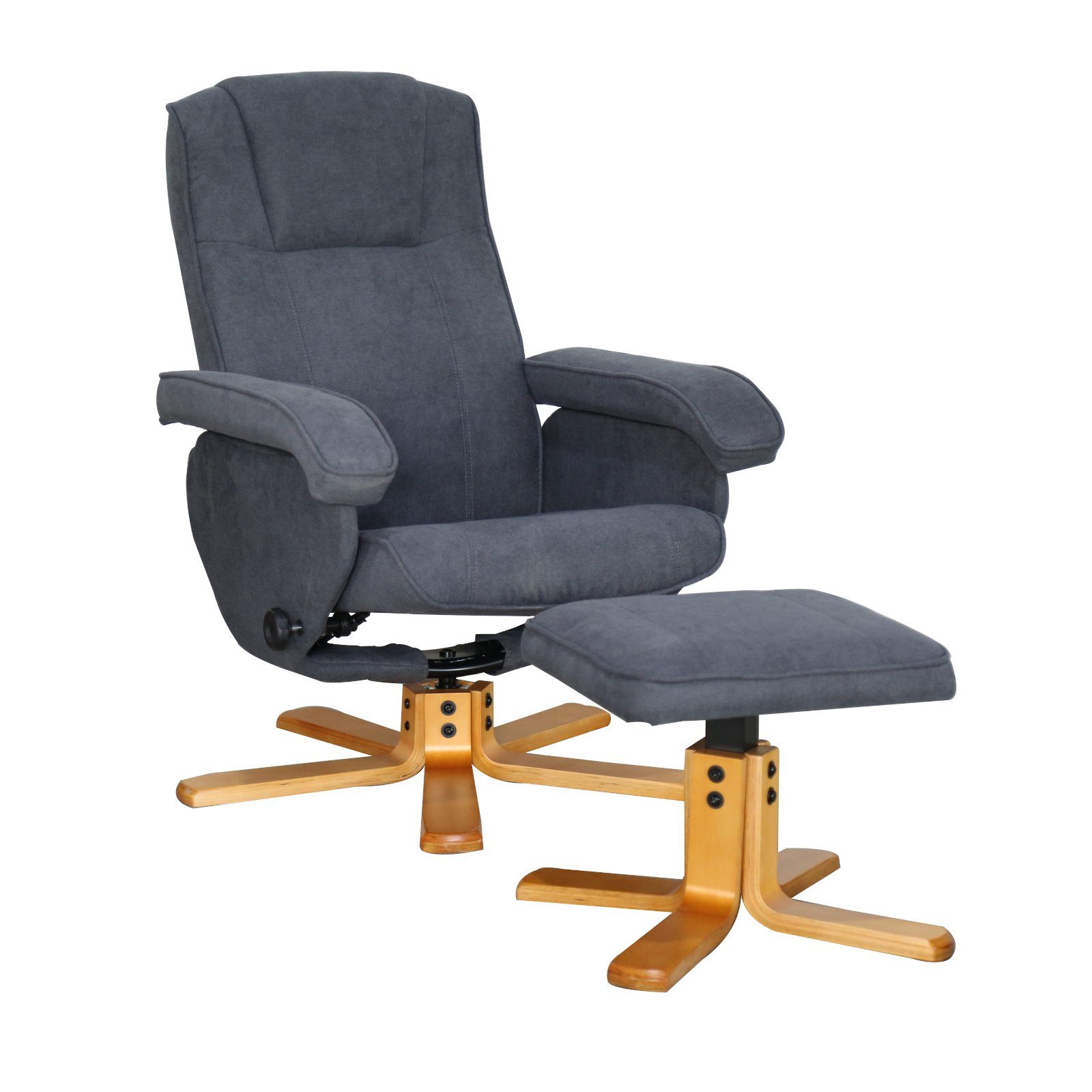 SVITA Relaxsessel CHARLES (Set, 2-St., Relaxsessel mit Hocker), 360° drehbar, mit Fußablage, Wippmechanismus, bequem gepolstert