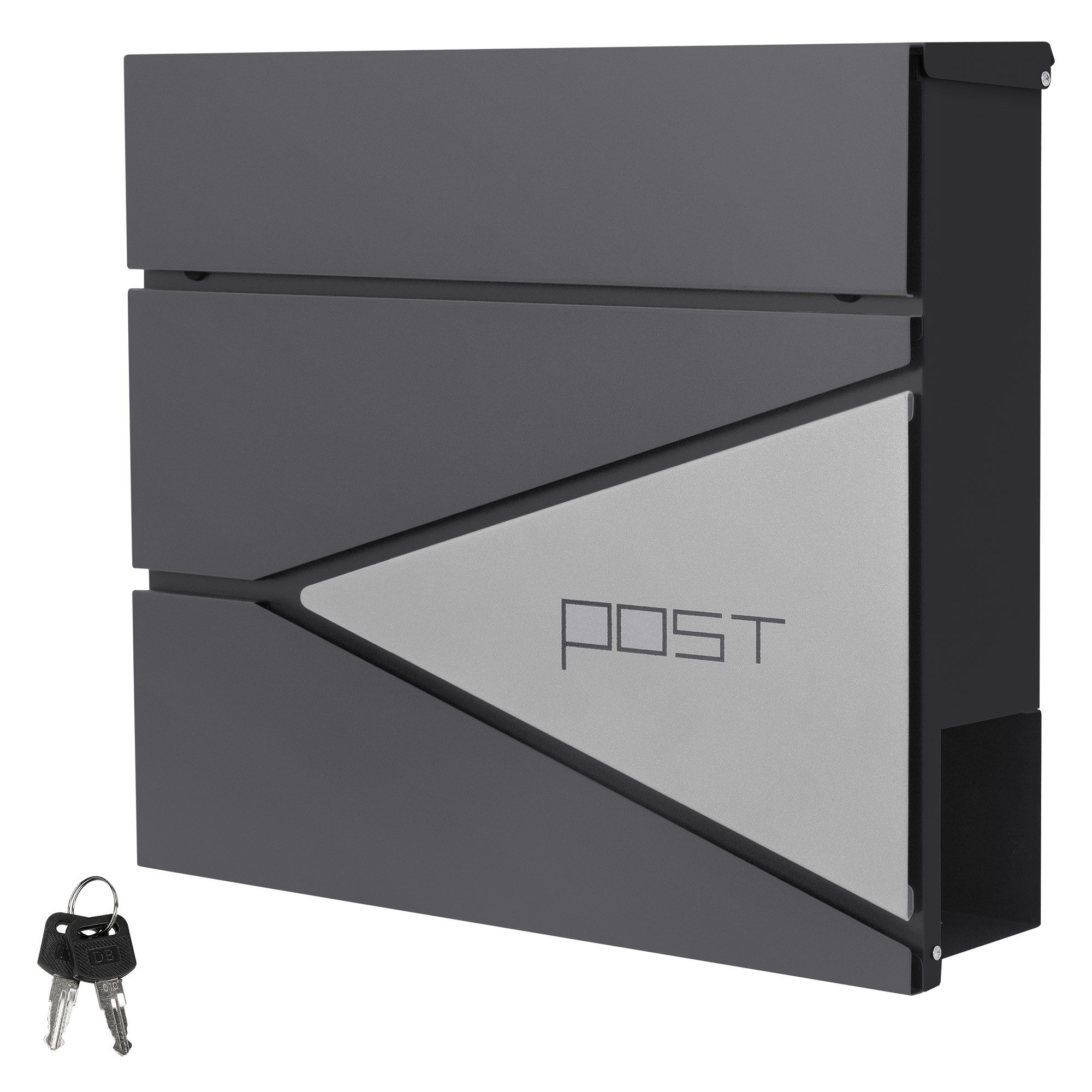 ML-DESIGN Briefkasten Postkasten mit Zeitungsfach, abschließbar 2 Schlüssel, Wandmontage, Mailbox Wandbriefkasten mit Zeitungsrolle für Wandmontage